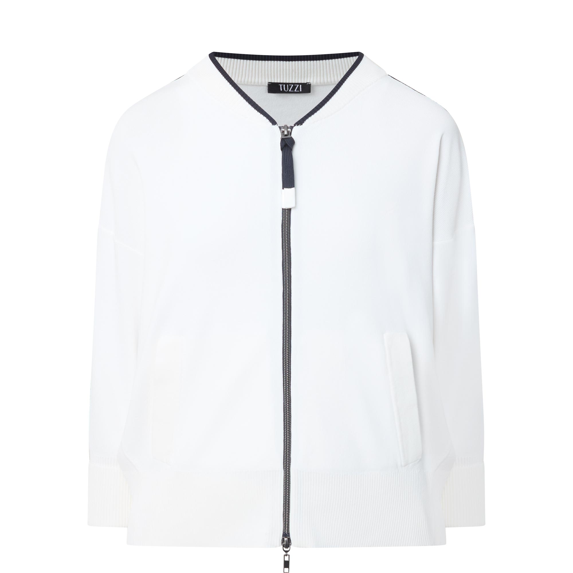 Contrast Stripe Knitted Zip Sweater