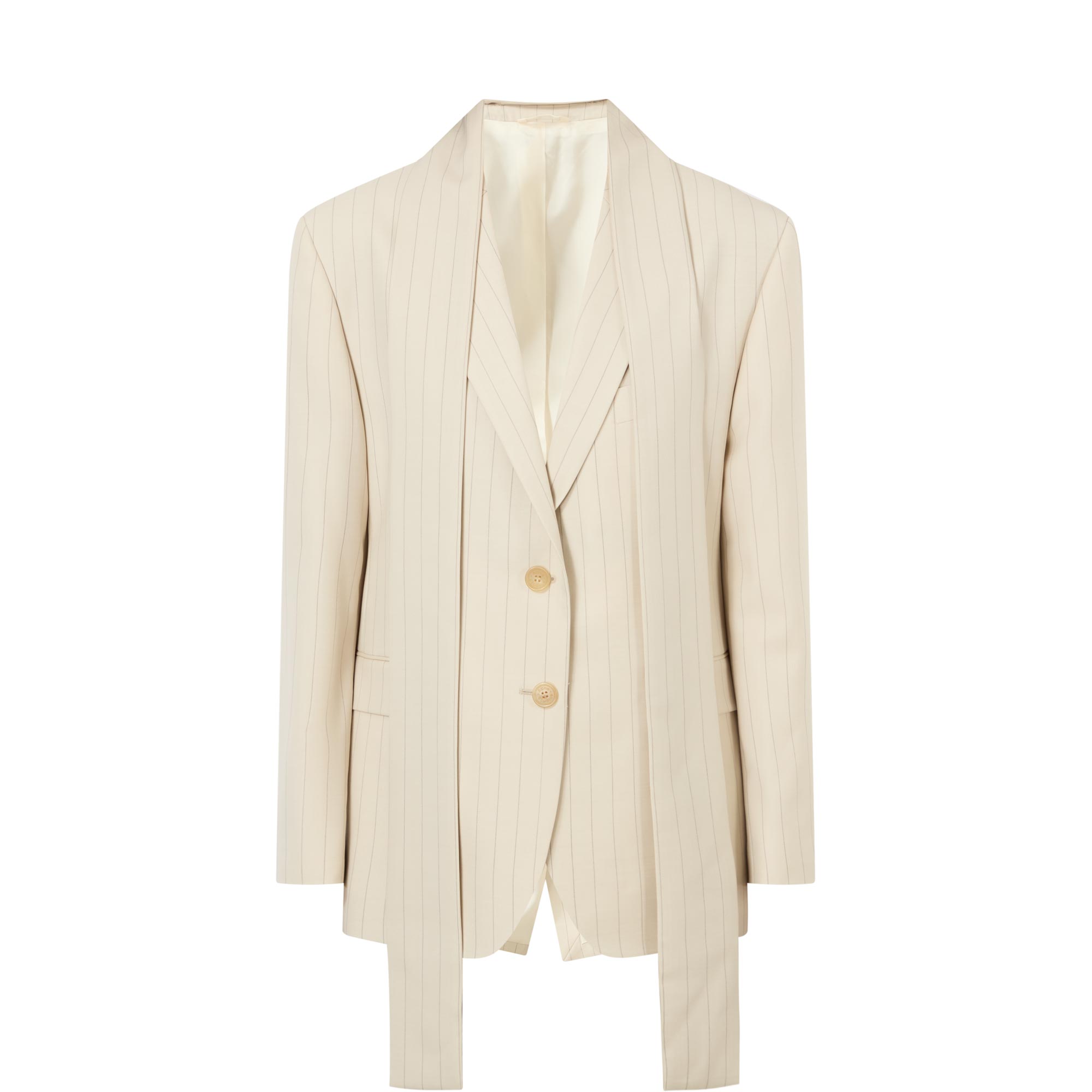Scarf Single-Breasted Pinstripe Blazer