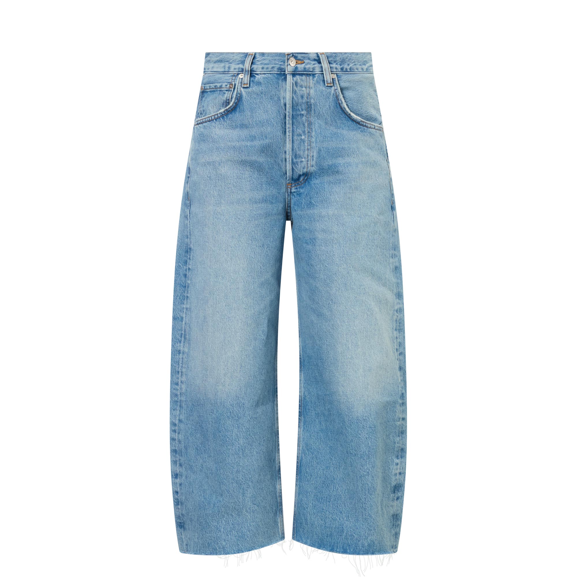 Ayla Wide Leg Raw Cropped Jeans