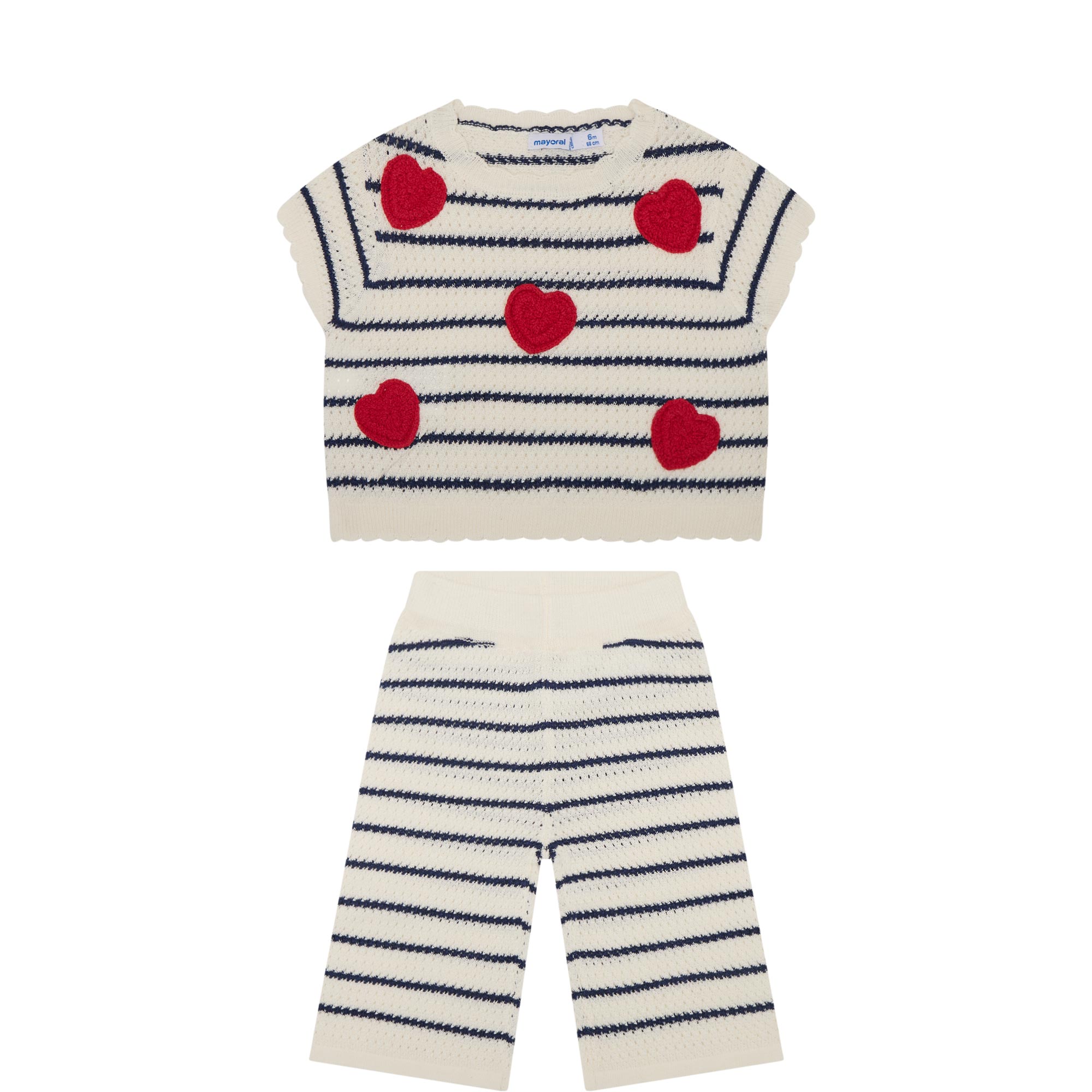 Heart Stripe Top & Trousers Two-Piece Set