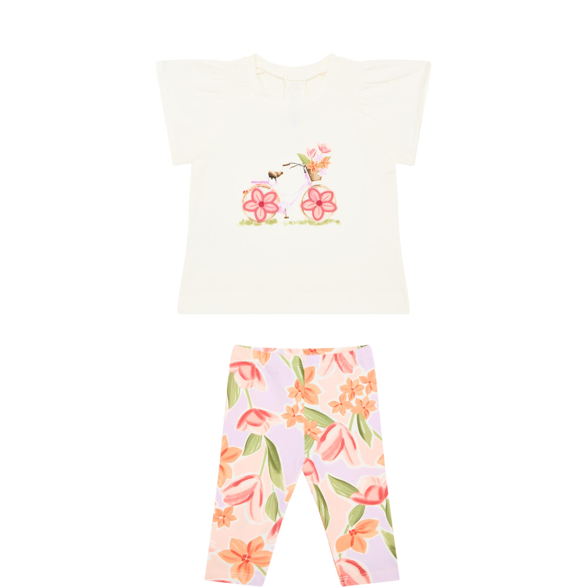 Bicycle T-Shirt & Floral Leggings Two-Piece Set