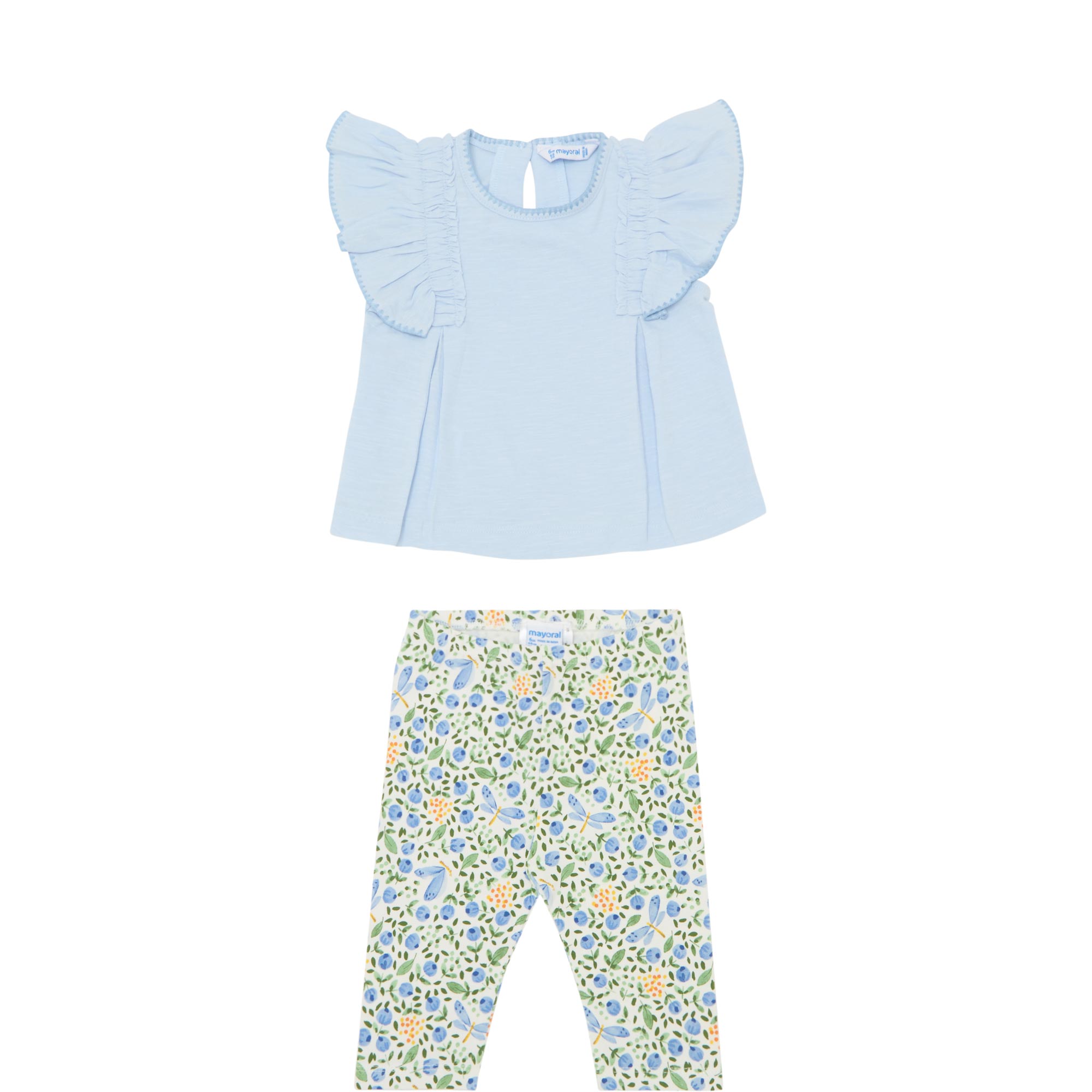 Ruffle Trim T-Shirt & Printed Leggings Two-Piece Set