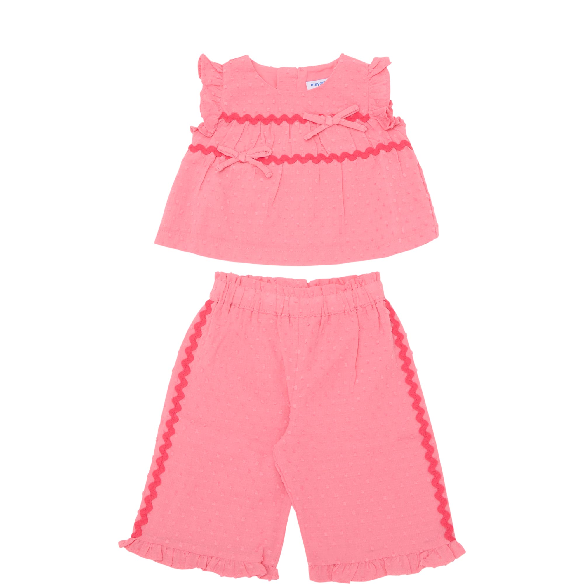 Wave Print Blouse & Trousers Two-Piece Set