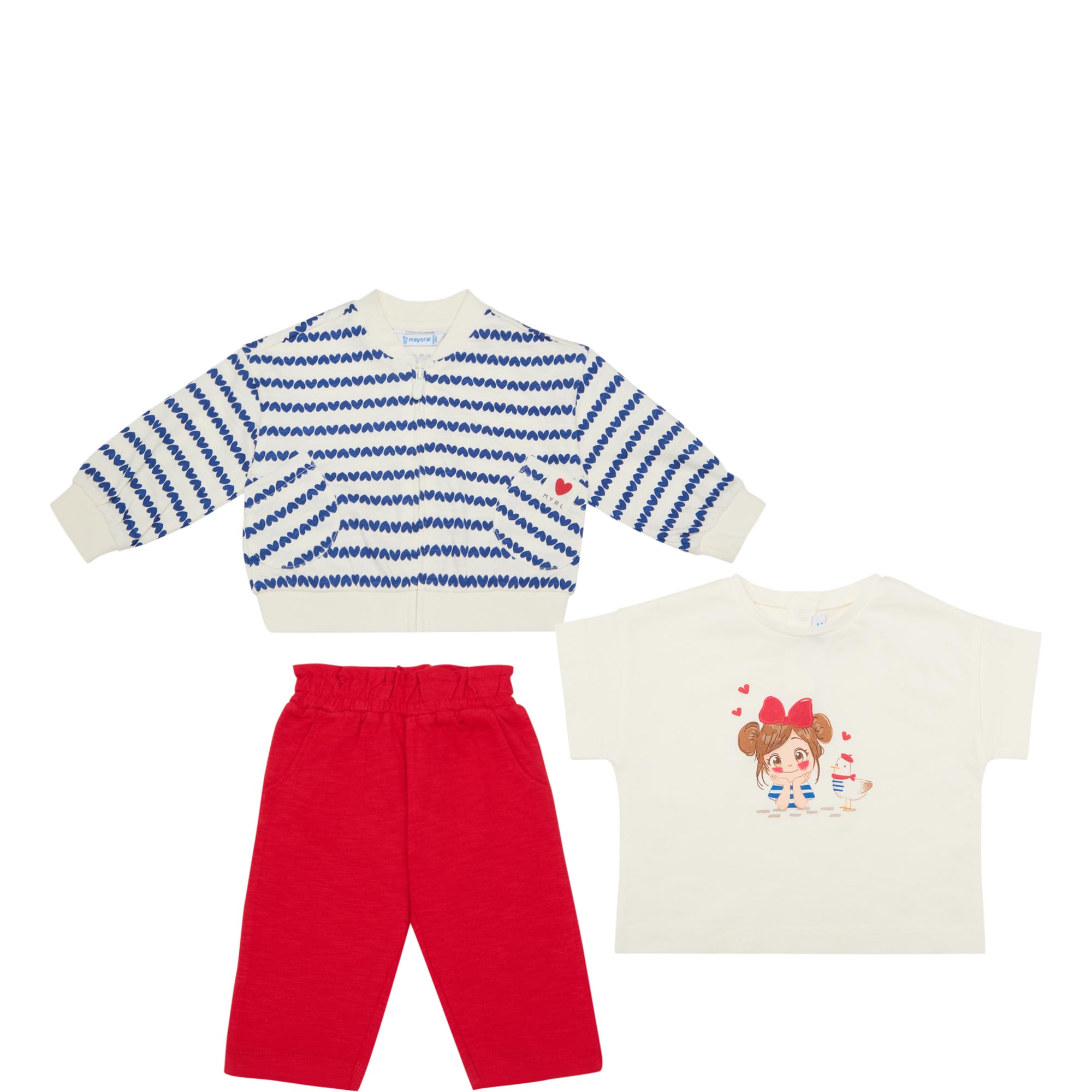 Printed Sweatshirt, T-Shirt & Sweatpants Three-Piece Set