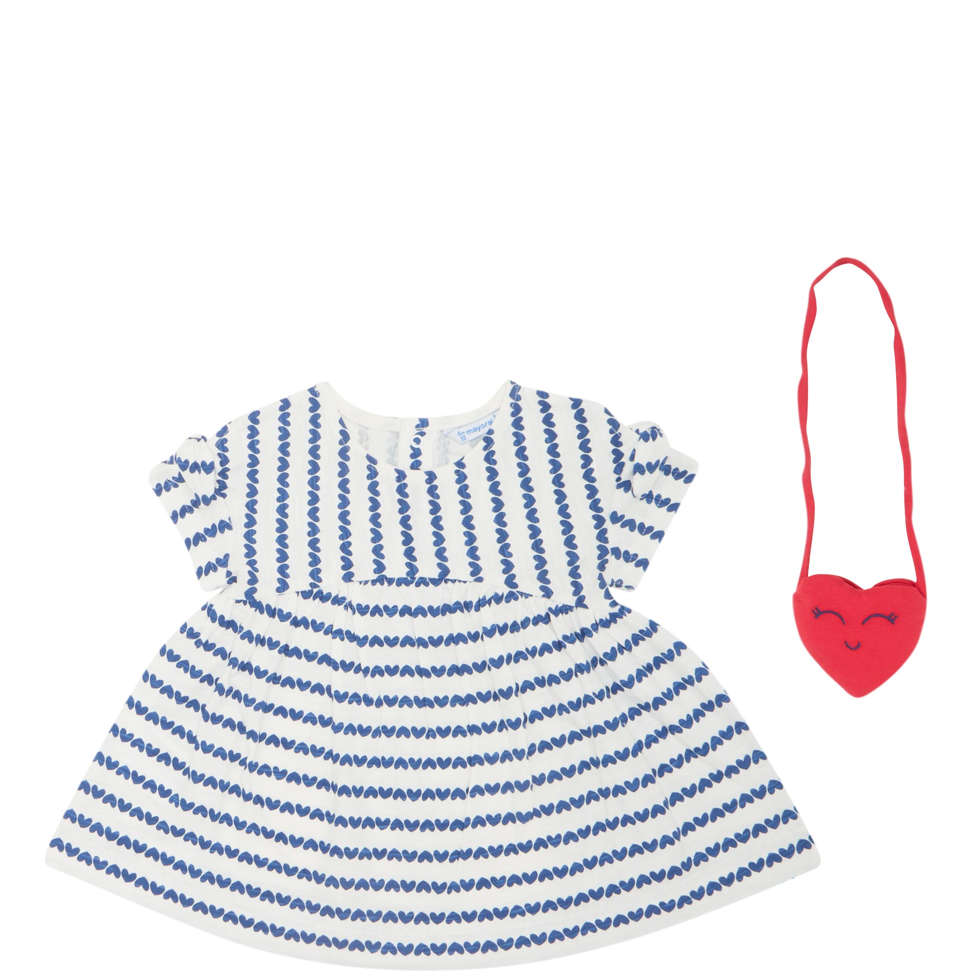Striped Dress & Heart-Shaped Purse Two-Piece Set