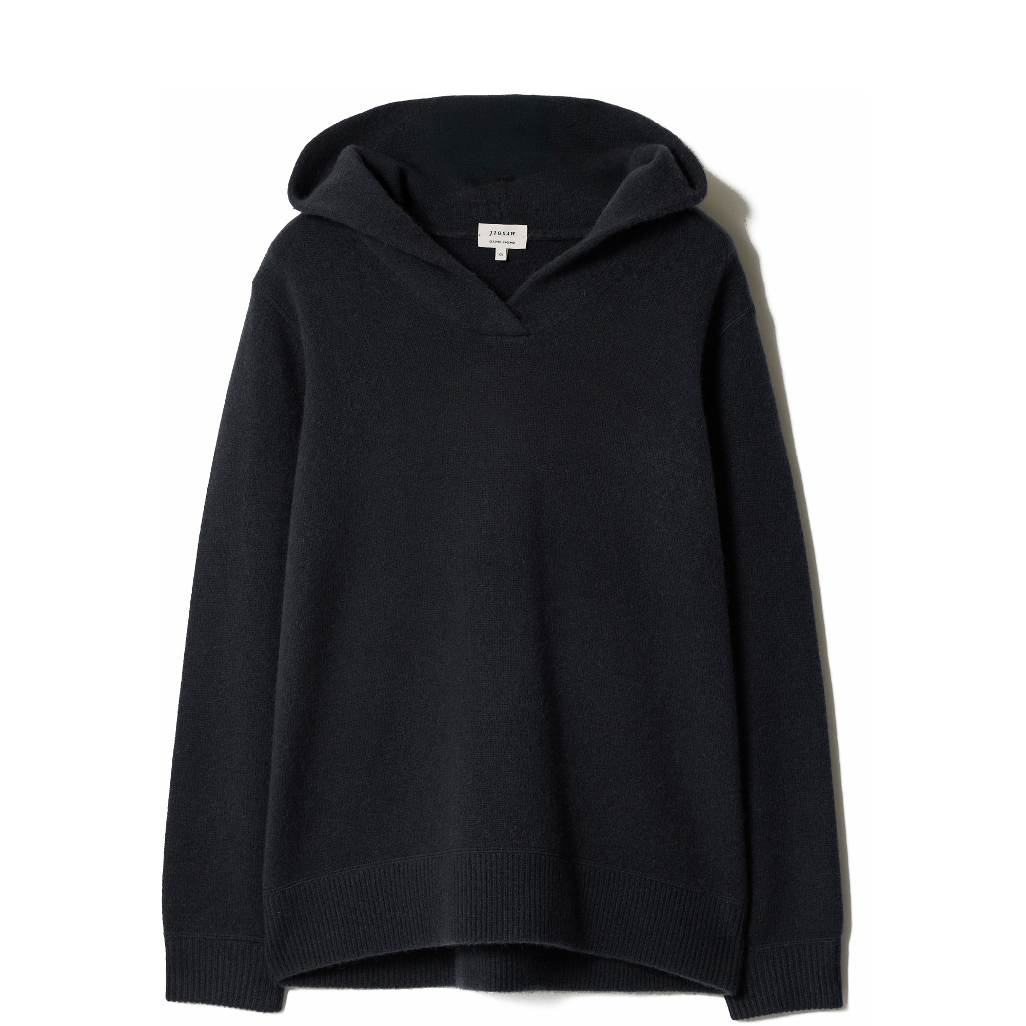 Ribbed Trim Knitted Hoodie