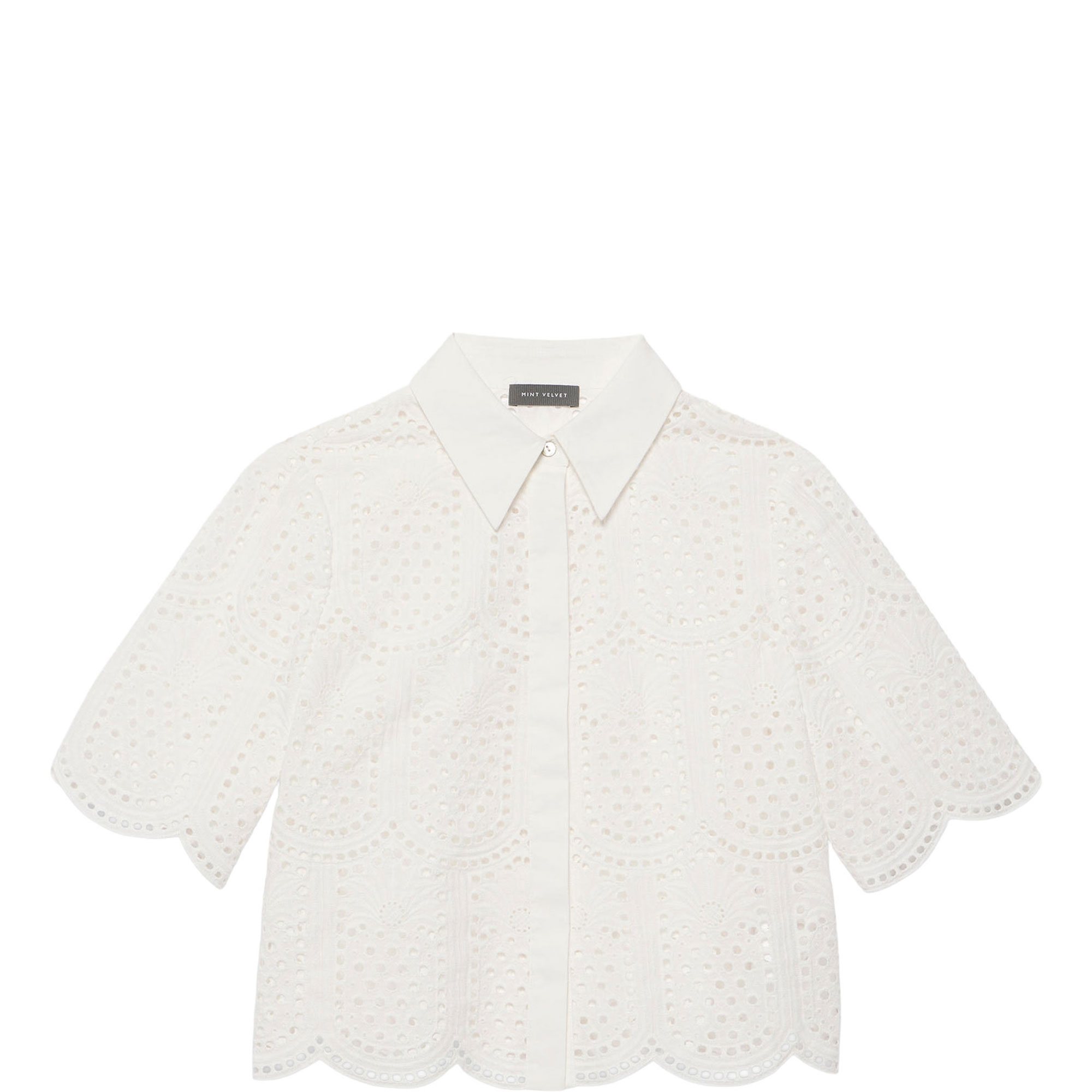 Broderie Scallop Trim Shirt