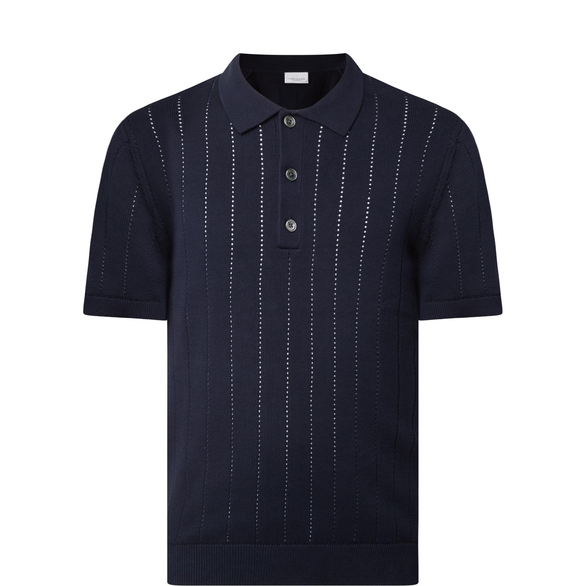 Open Work Knitted Polo Shirt