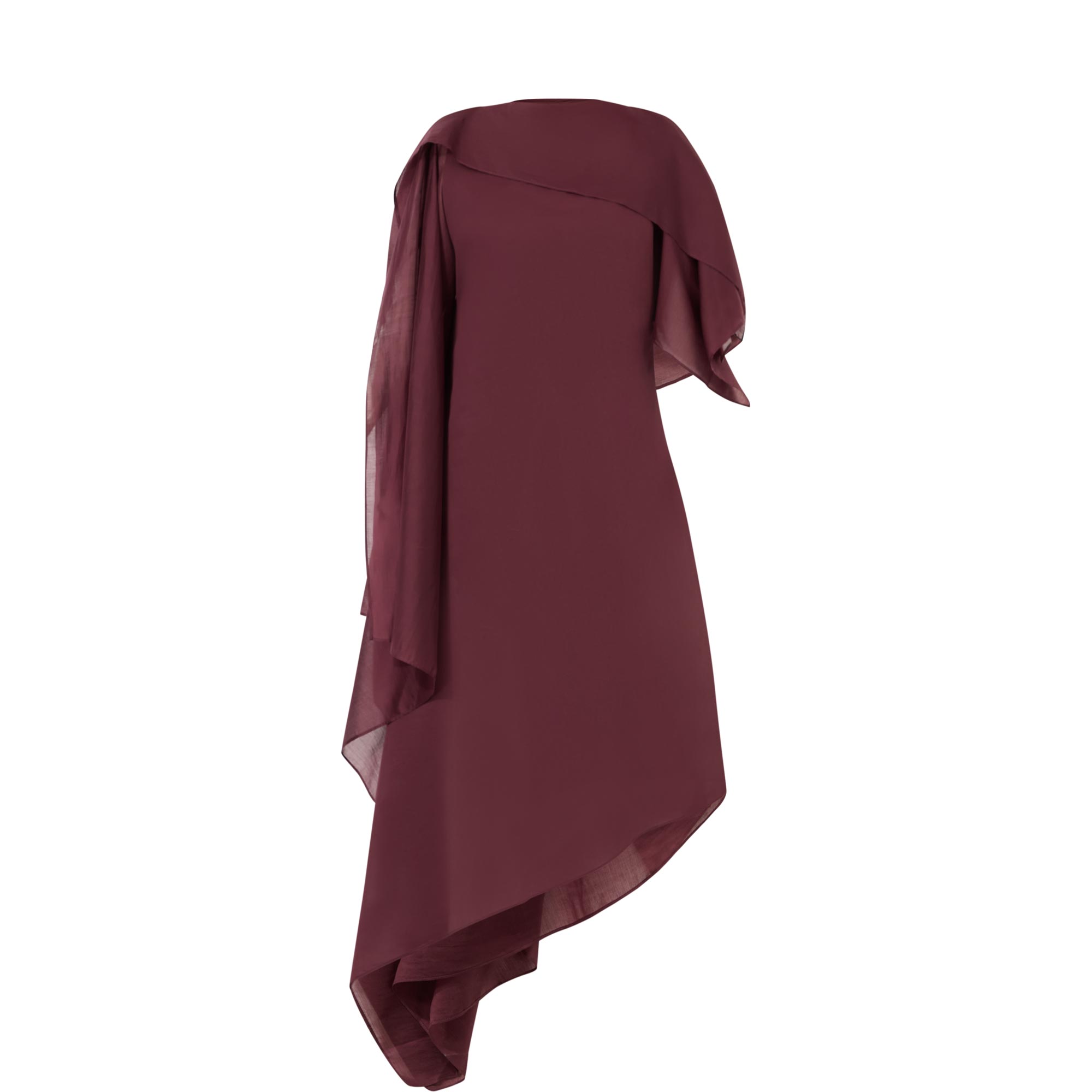 Voile Scarf Asymmetric Dress