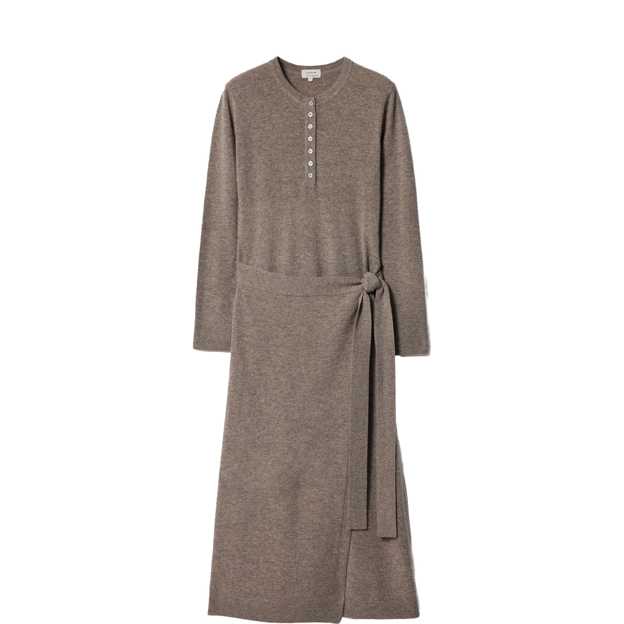Tie-Fastening Fine Knit Wrap Dress