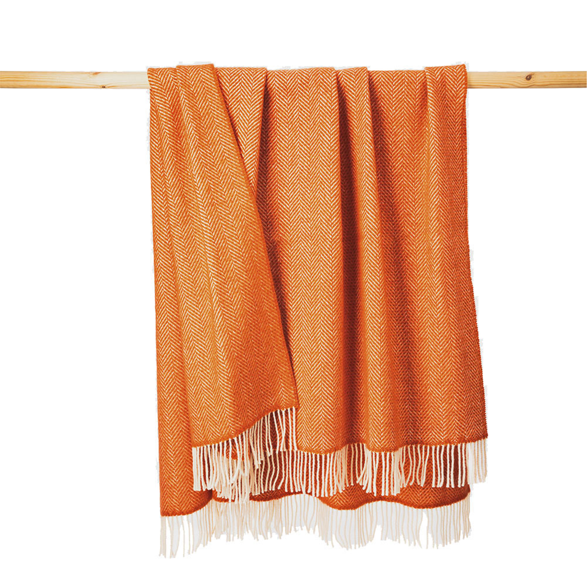 Wool Herringbone Throw Orange
