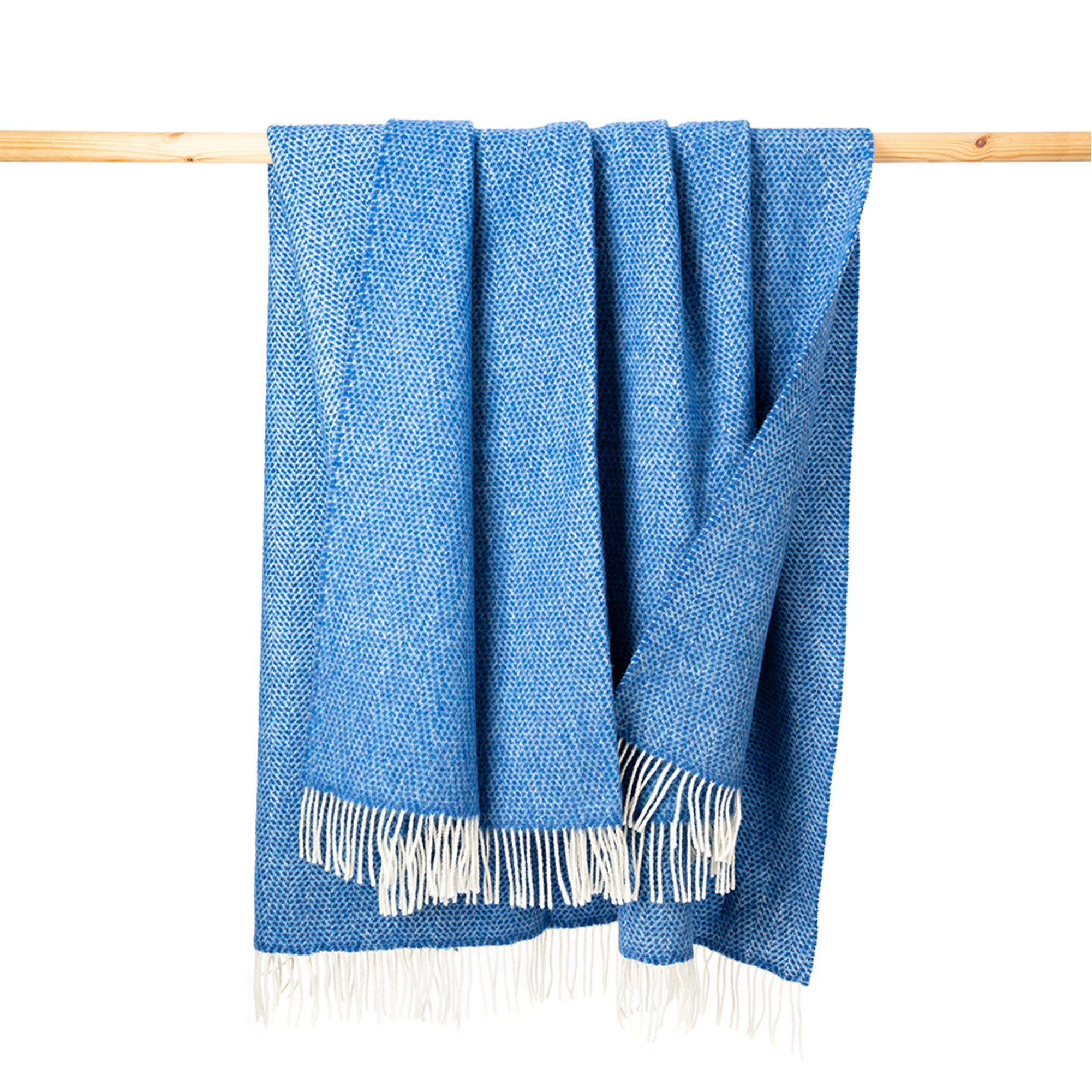 Wool Herringbone Throw Blue