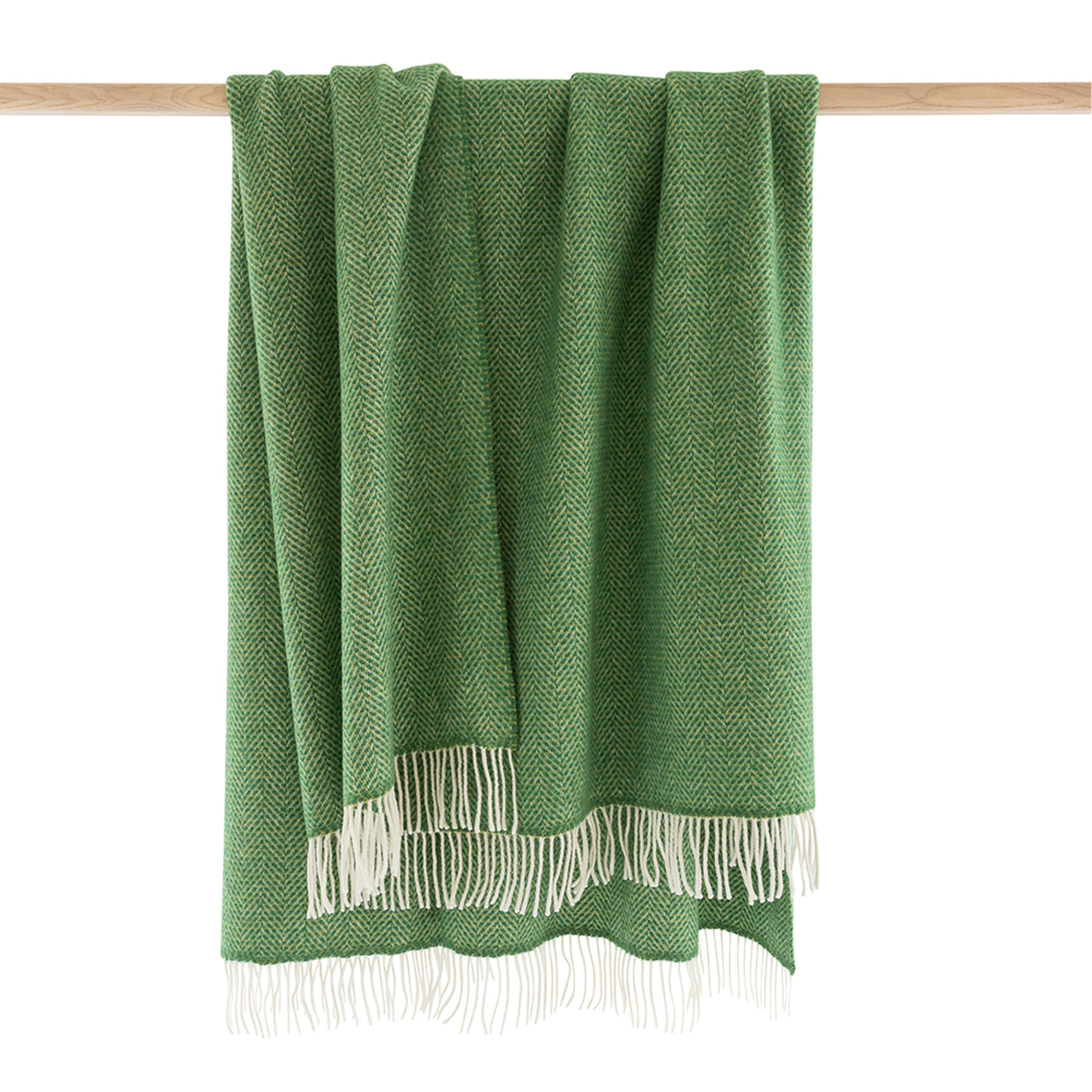 Wool Herringbone Throw Green