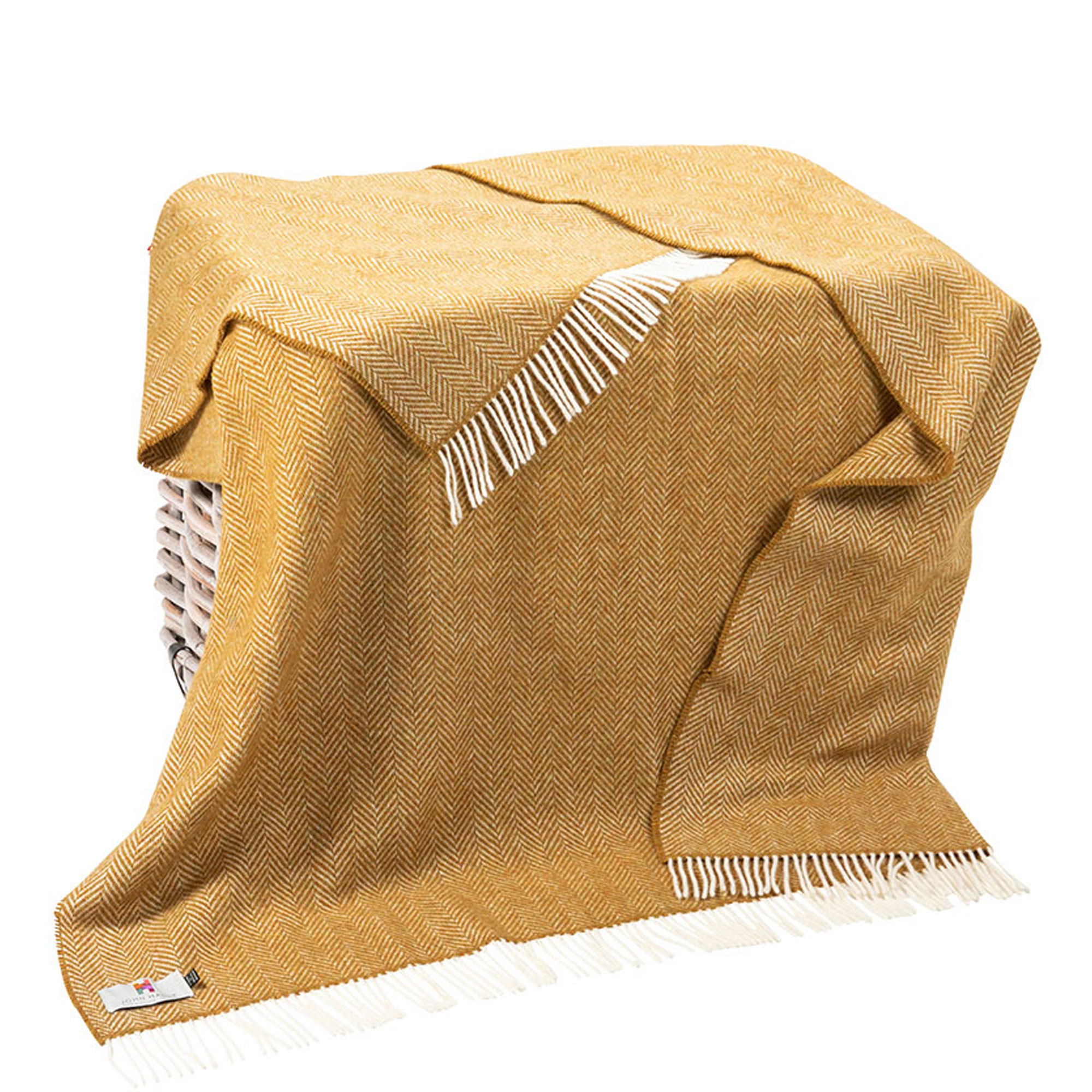 Wool Herringbone Throw Gold