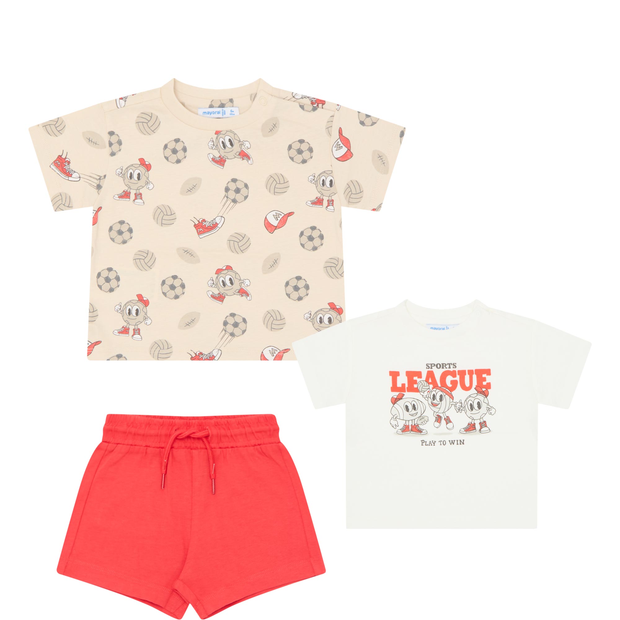 Football League T-Shirts & Shorts Three-Piece Set