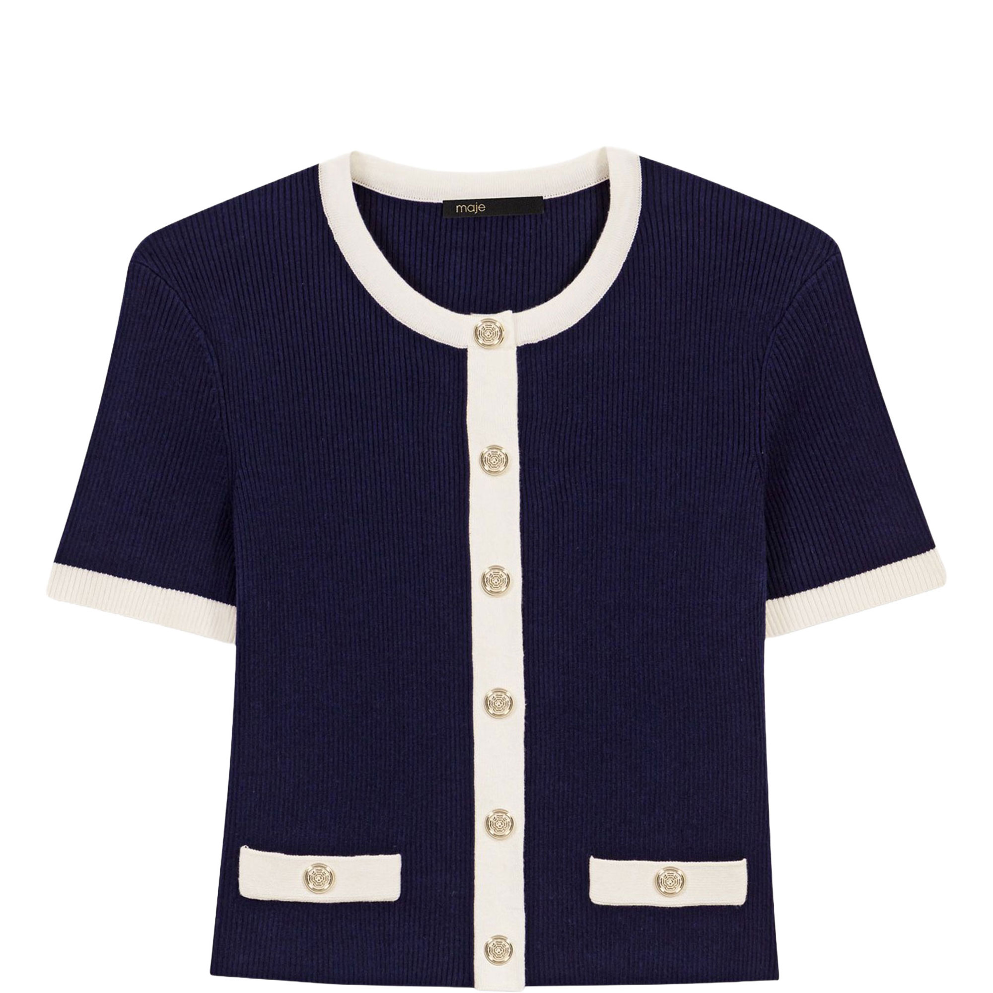 Ribbed Contrast Trim Top