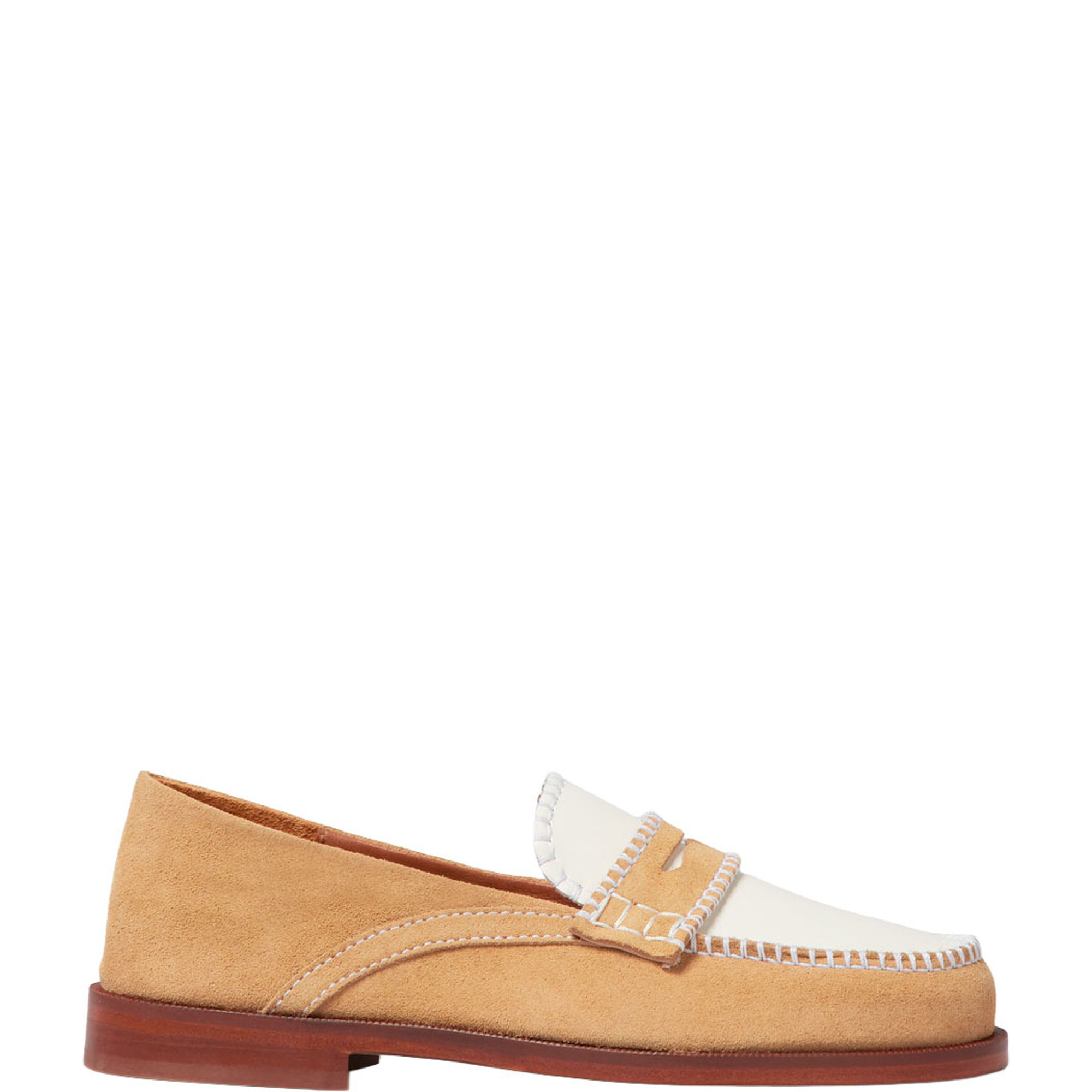 Contrast Stitching Suede Loafers