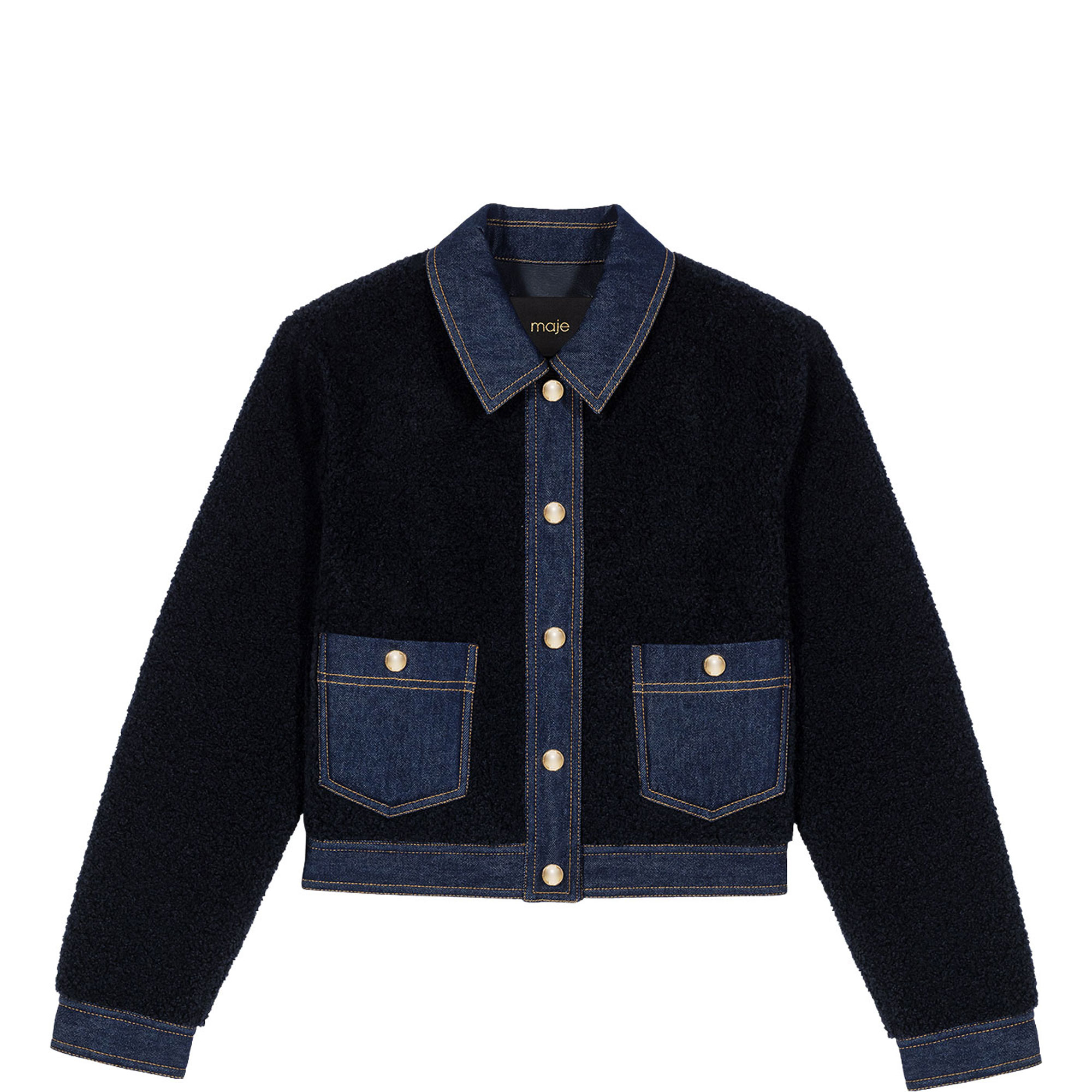 Boucl&eacute; Denim Detail Jacket