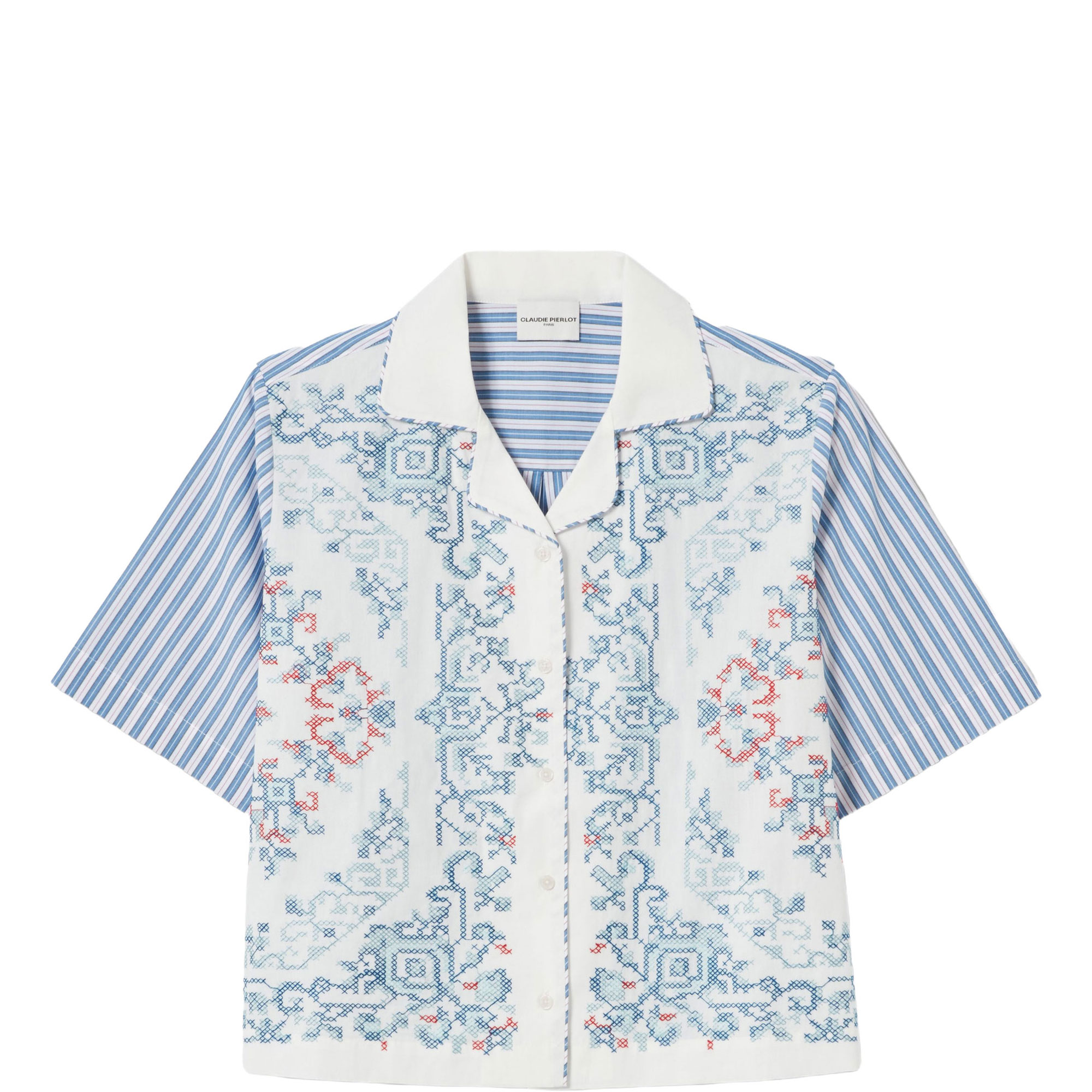 Striped Embroidered Casual Shirt