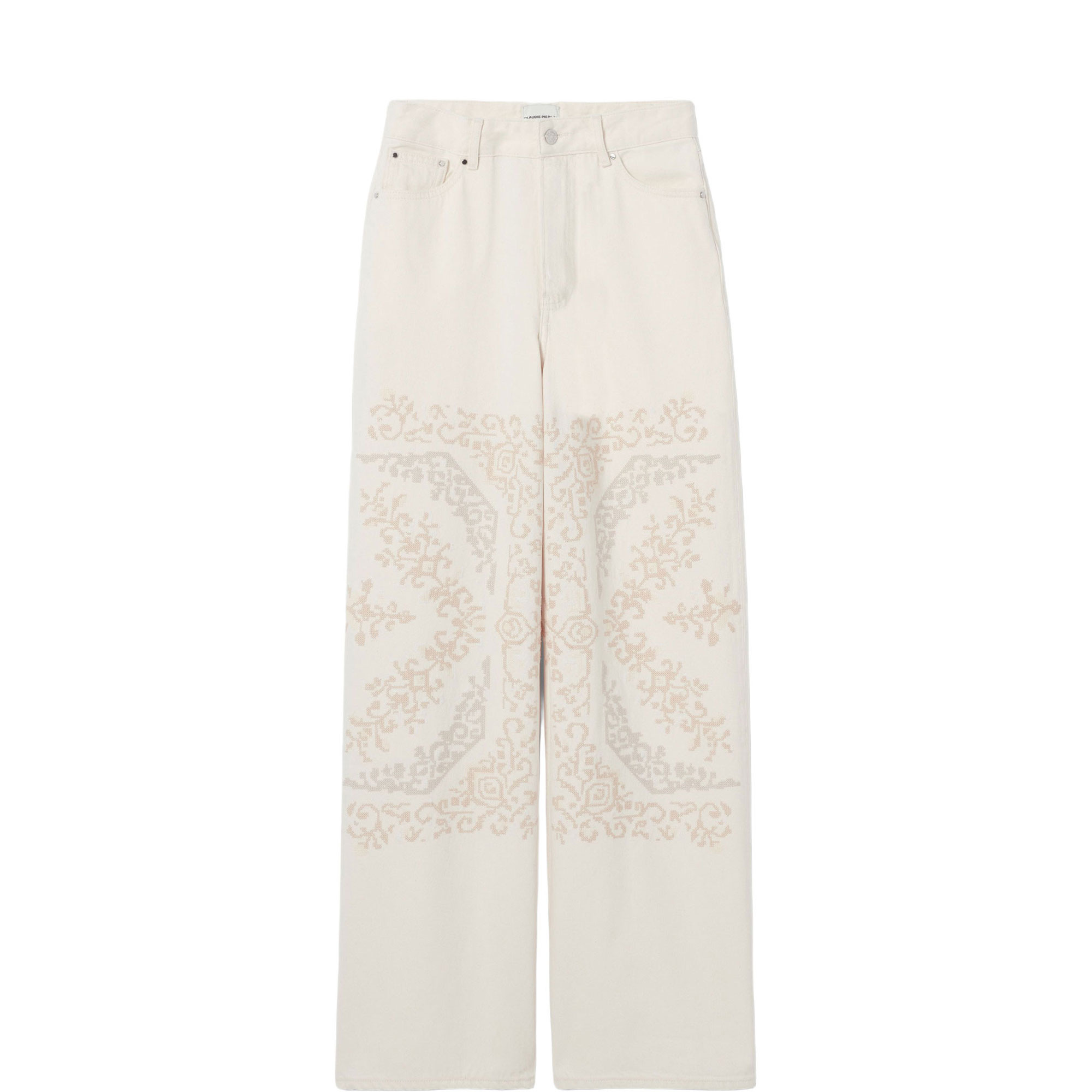 Embroidered Mid-Rise Straight Leg Jeans