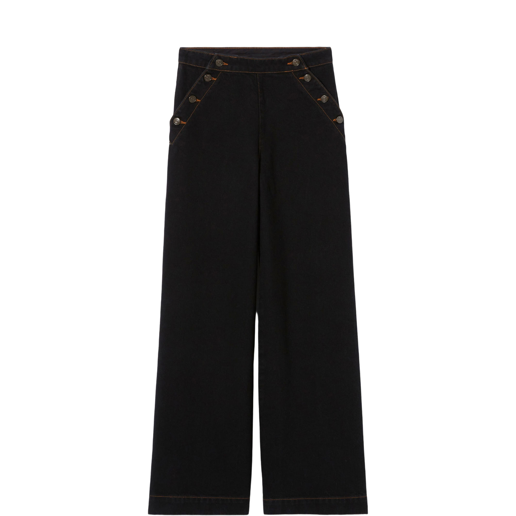 Button Wide Leg Jeans