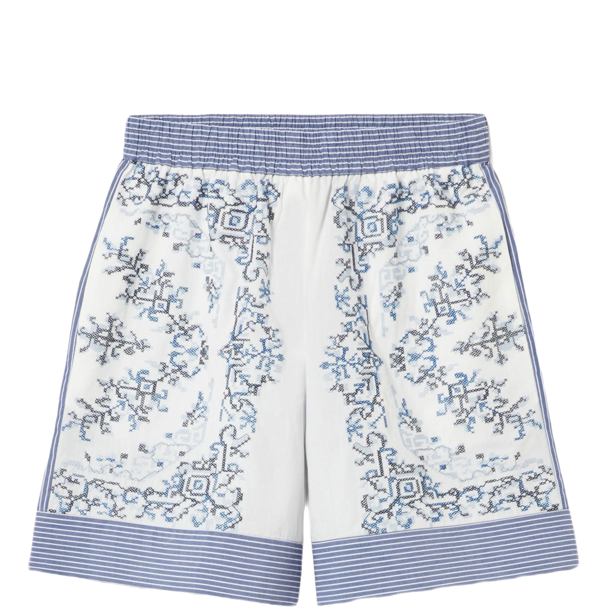 Striped Embroidered Shorts