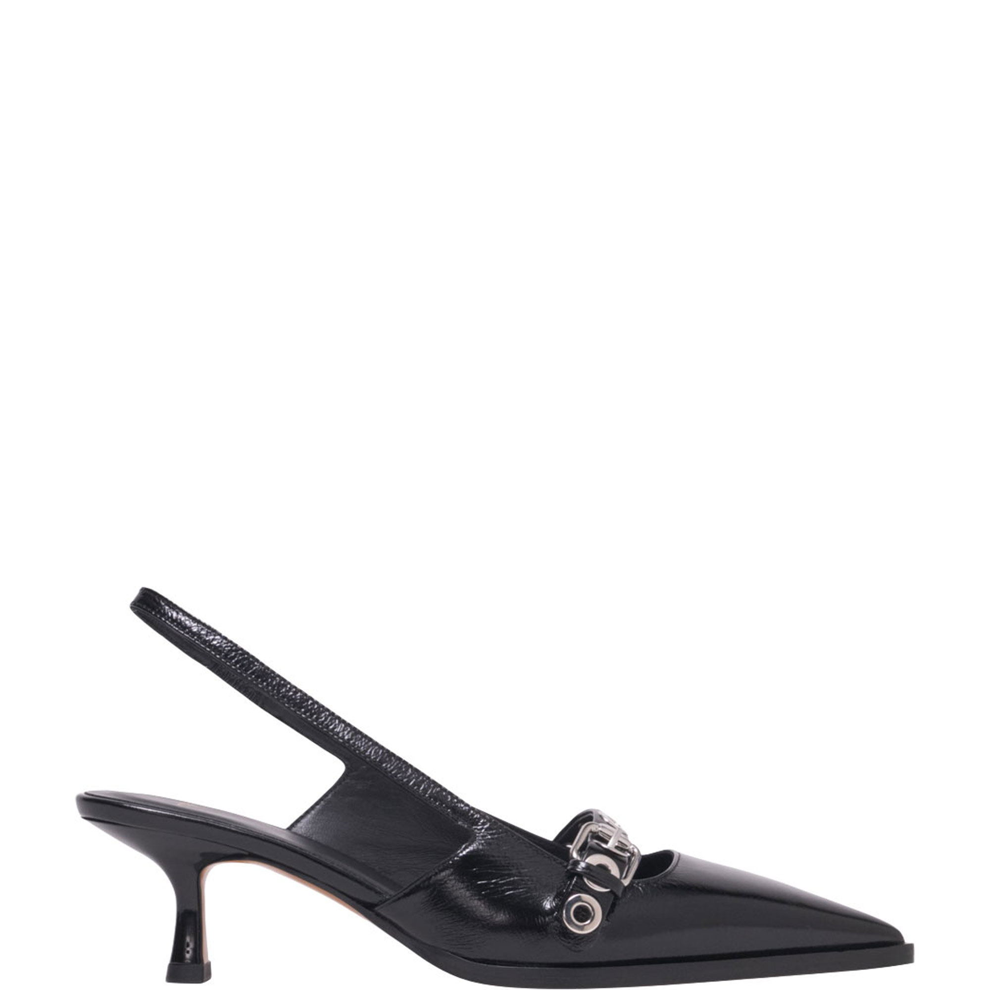 Slingback Eyelet Leather Pumps