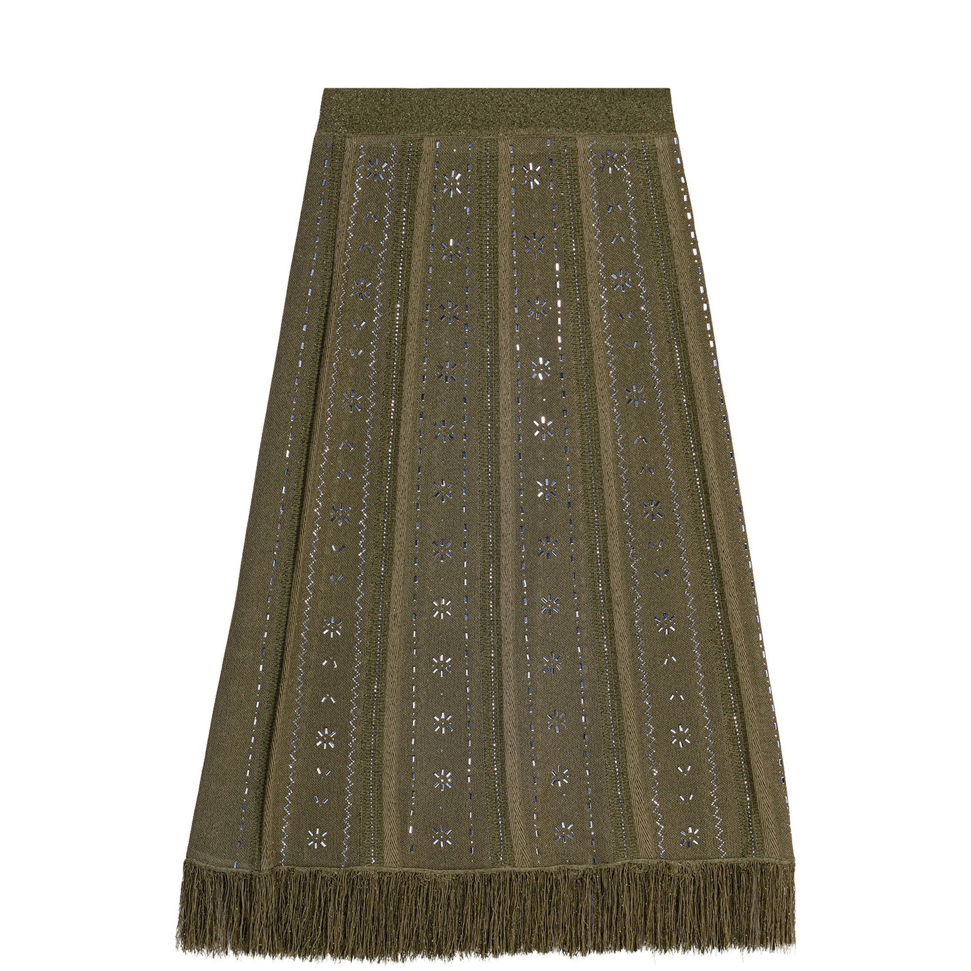 Floral Embellished Knitted Flared Skirt