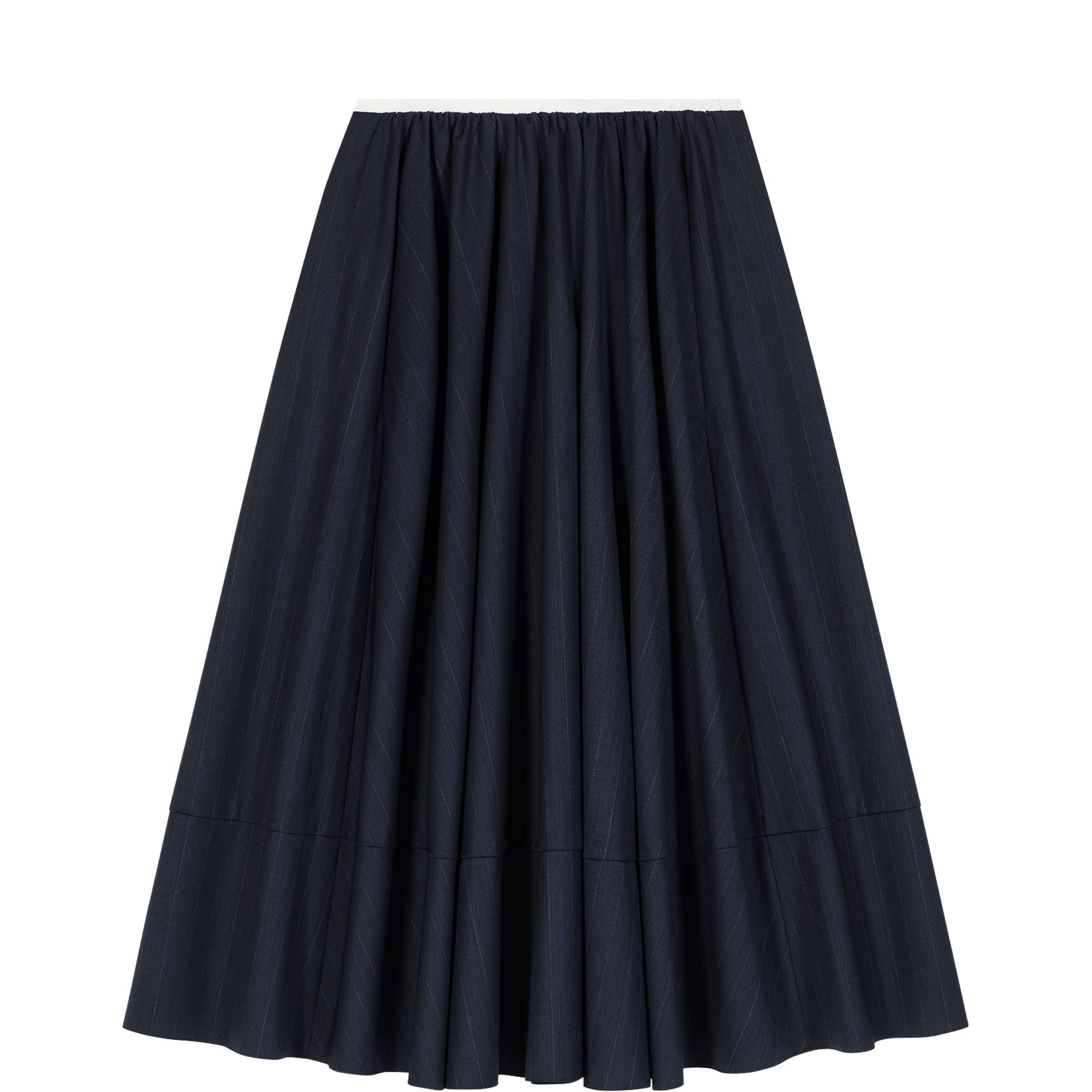 Striped Tailored Flared Skirt