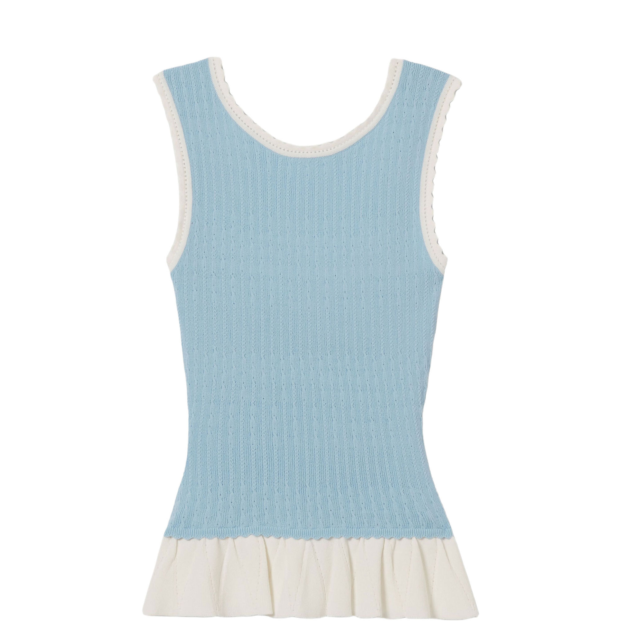 Knitted Ruffle Trim Tank Top