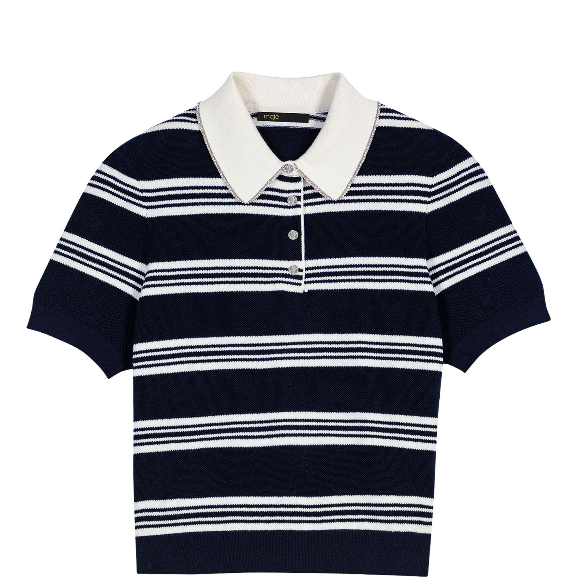Map Striped Knitted Polo Shirt