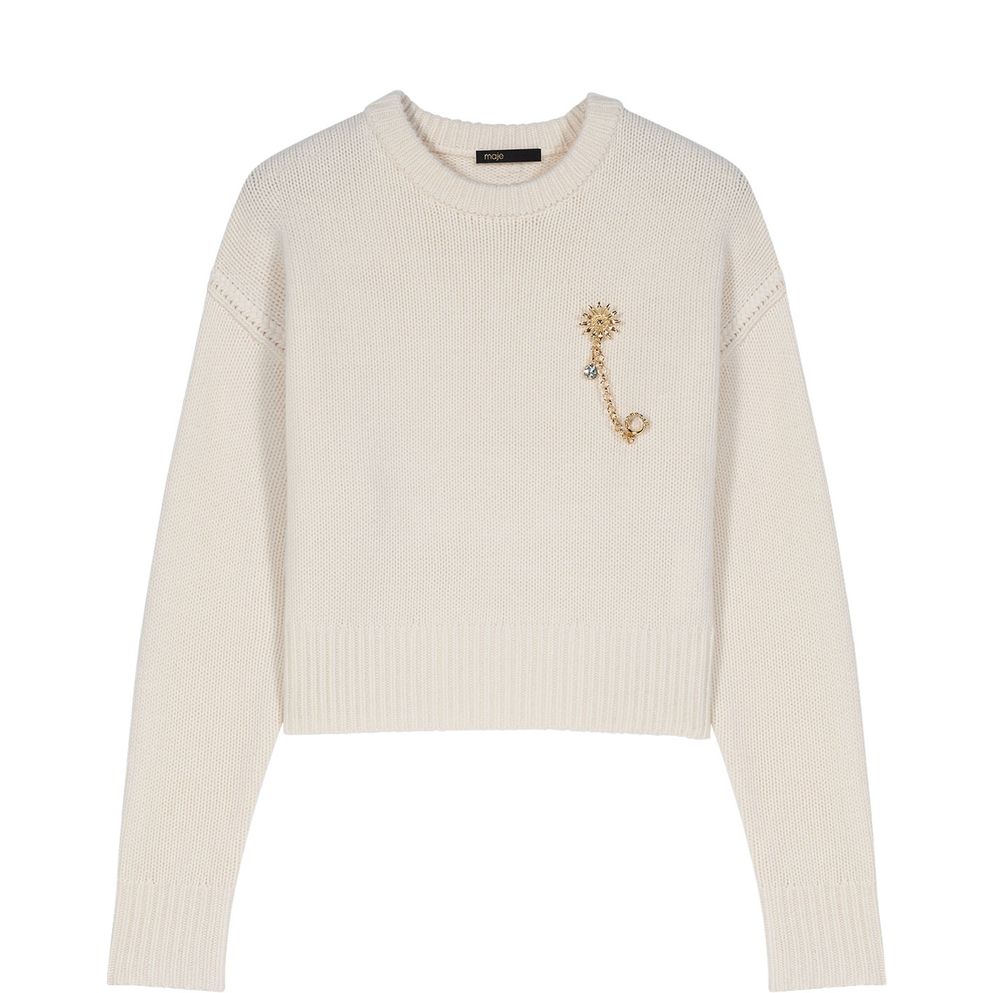 Floral Brooch Knitted Sweater