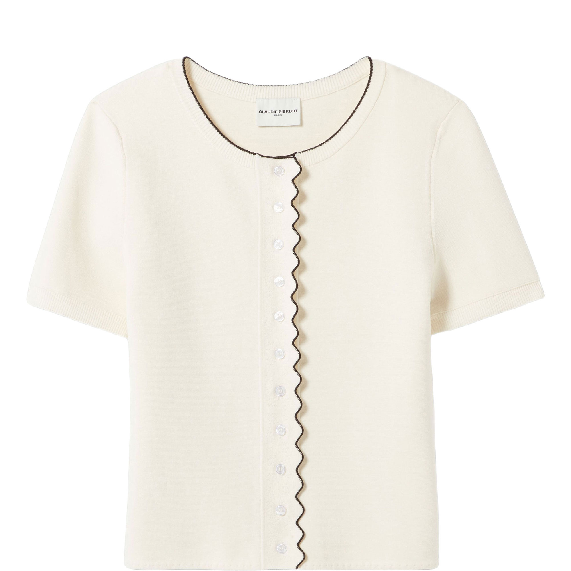 Contrast Scallop Trim Cardigan