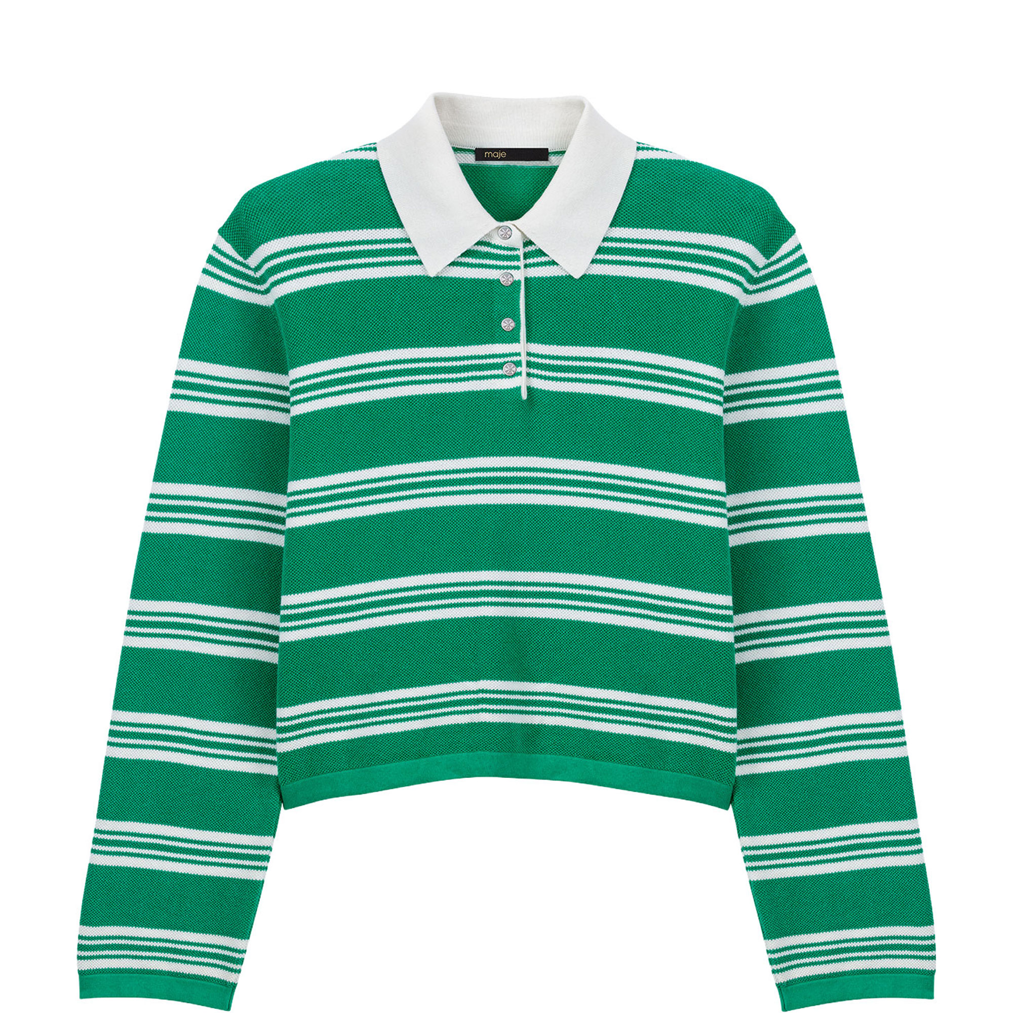 Striped Cropped Polo Sweater