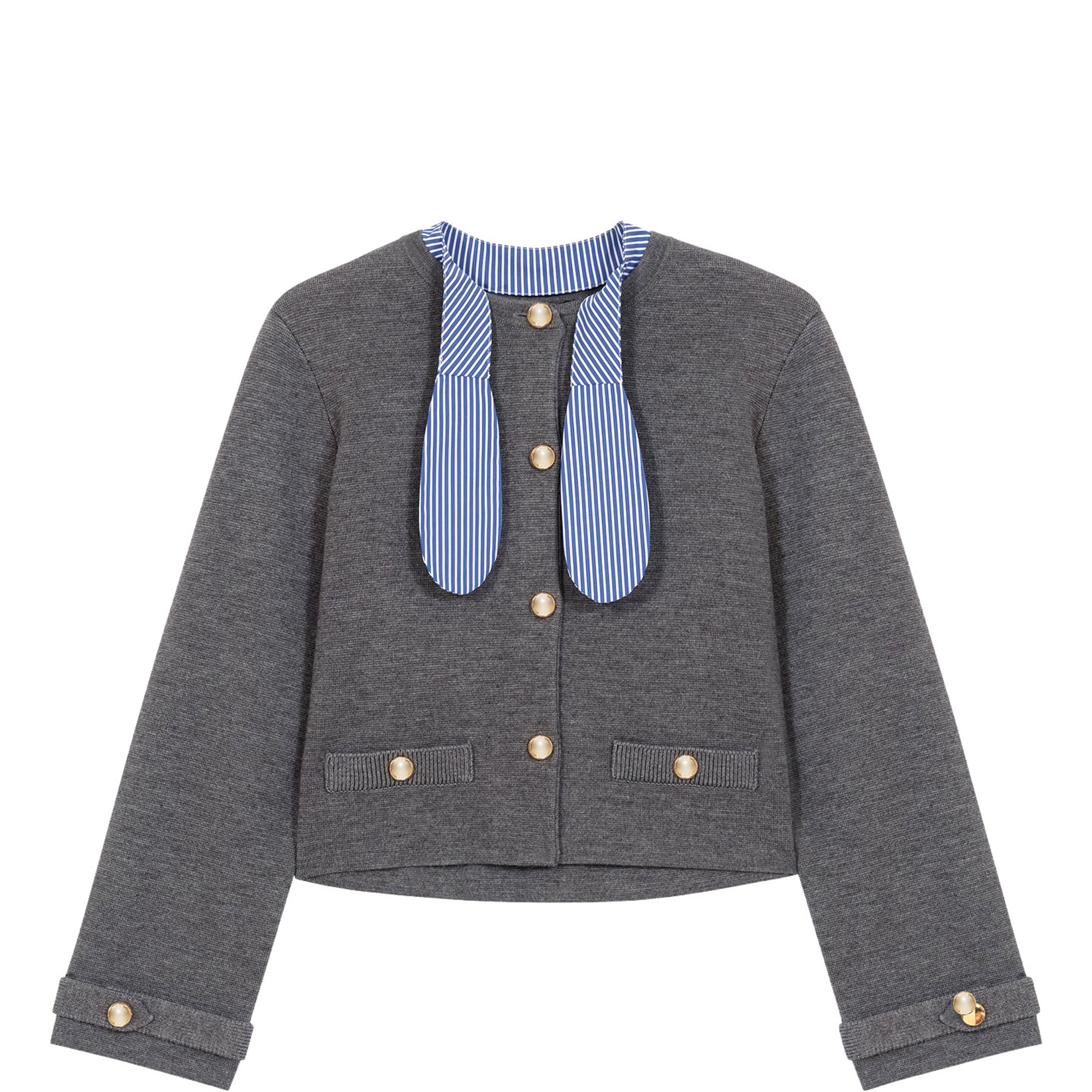 Removable Striped Collar Cardigan