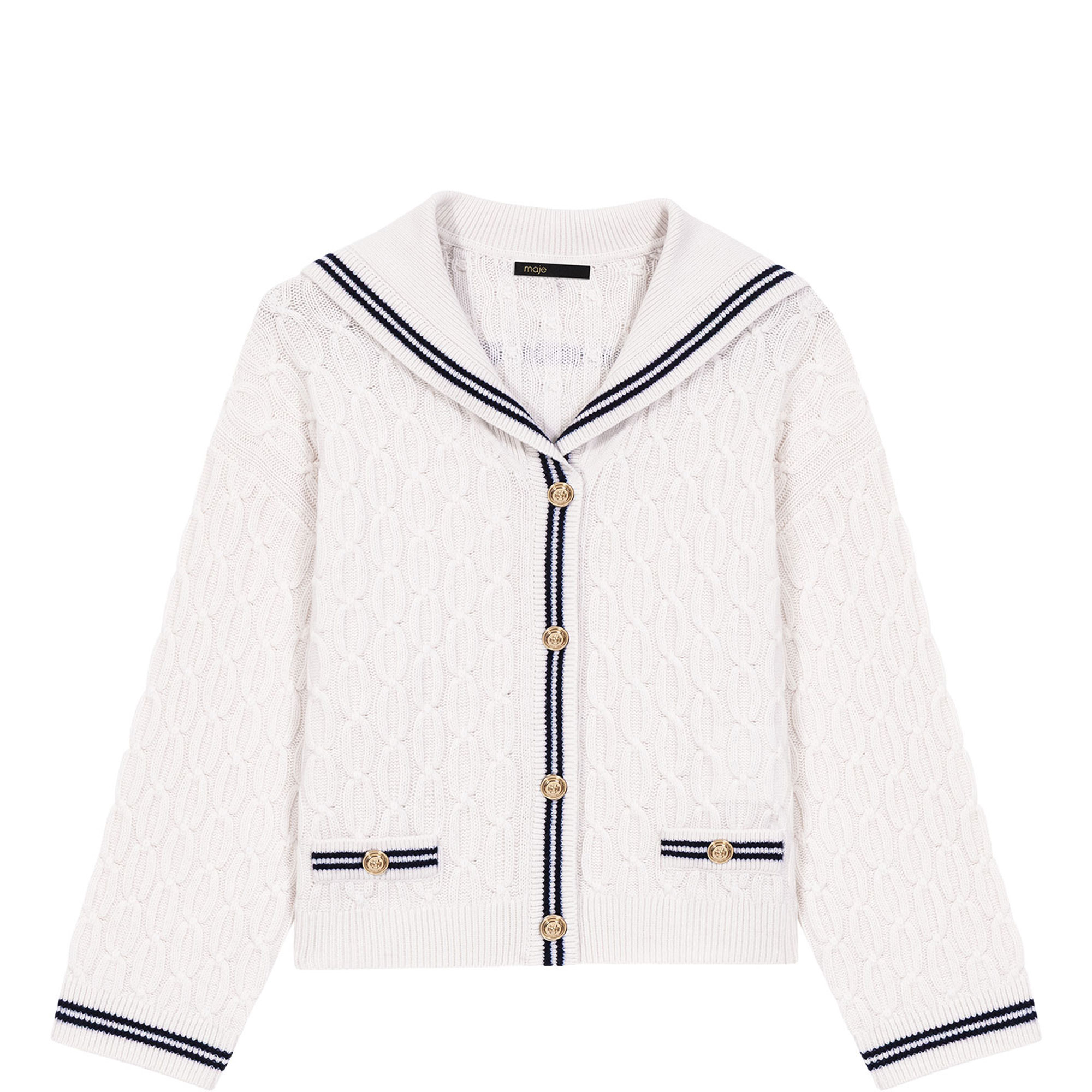 Sailor Collar Cable Knit Cardigan