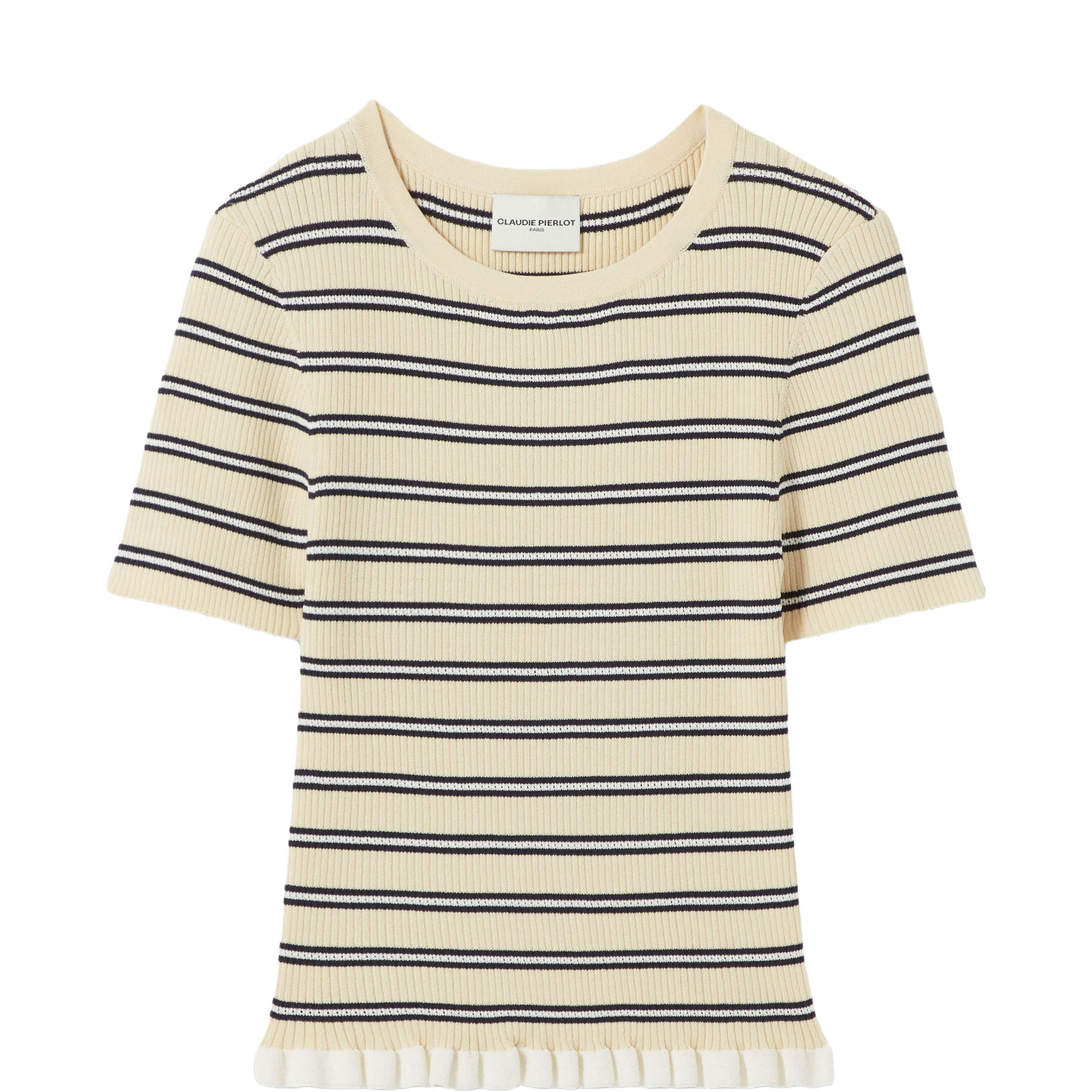 Striped Ruffle Trim T-Shirt
