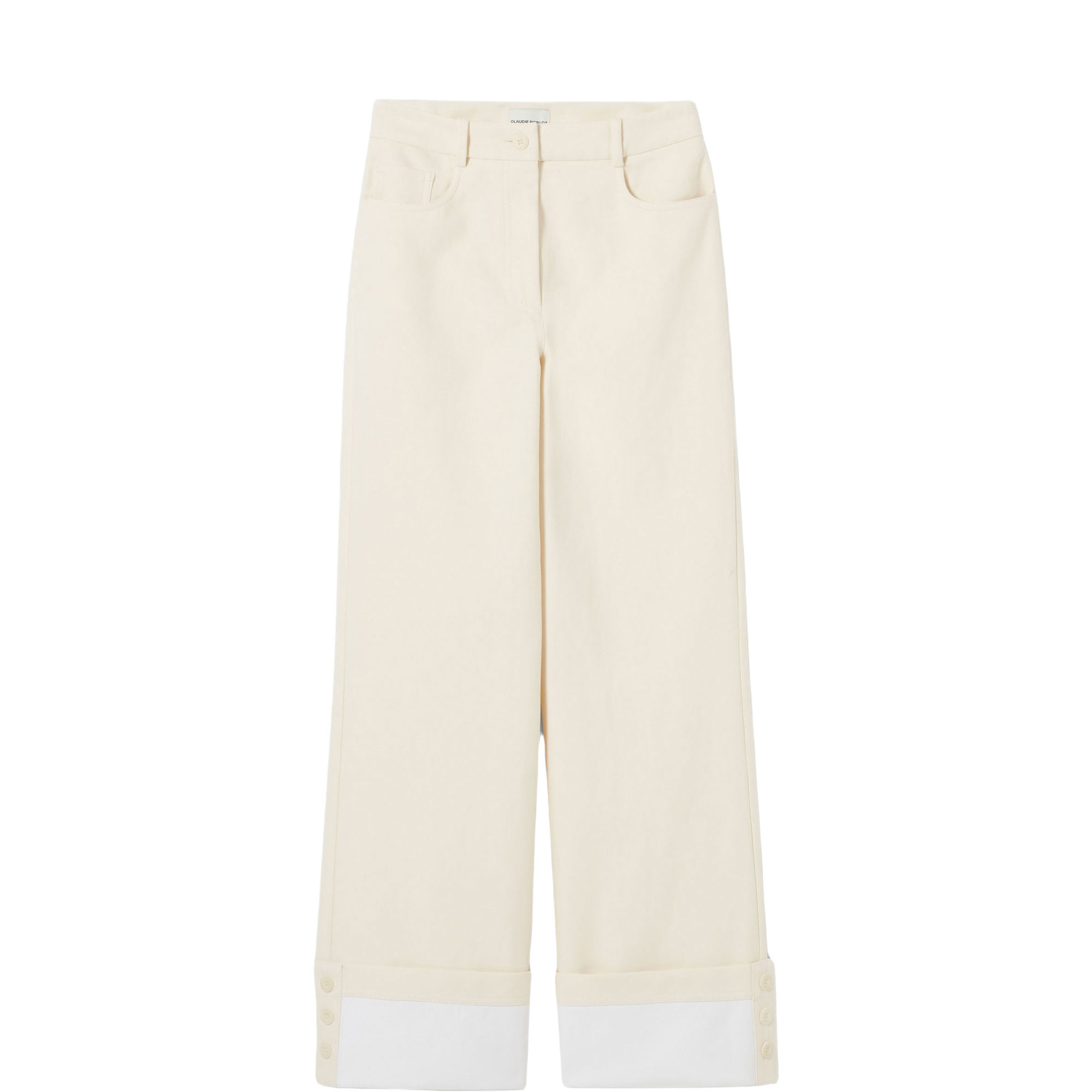 Button Hem Straight Leg Jeans