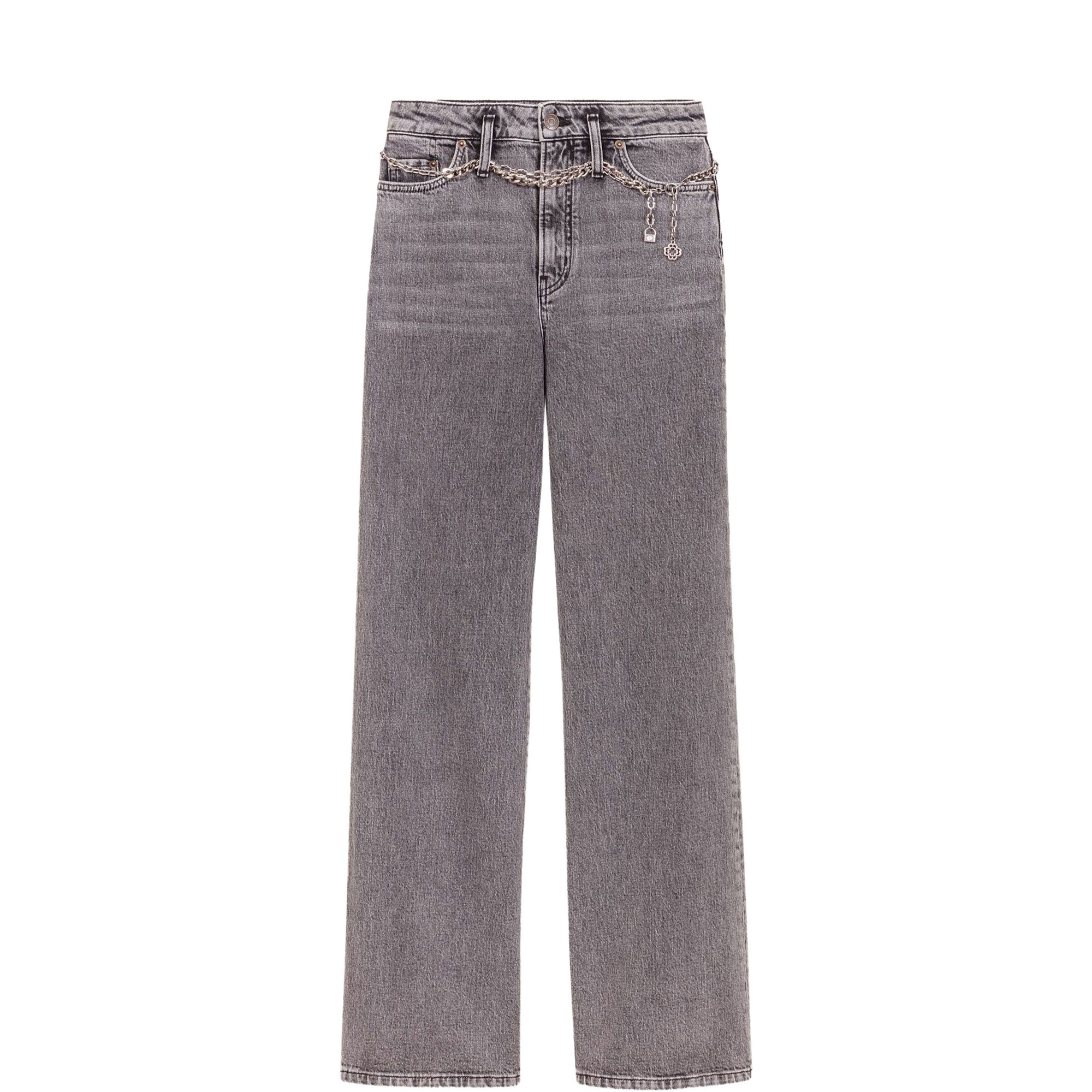 Chain Belt Wide Leg Jeans