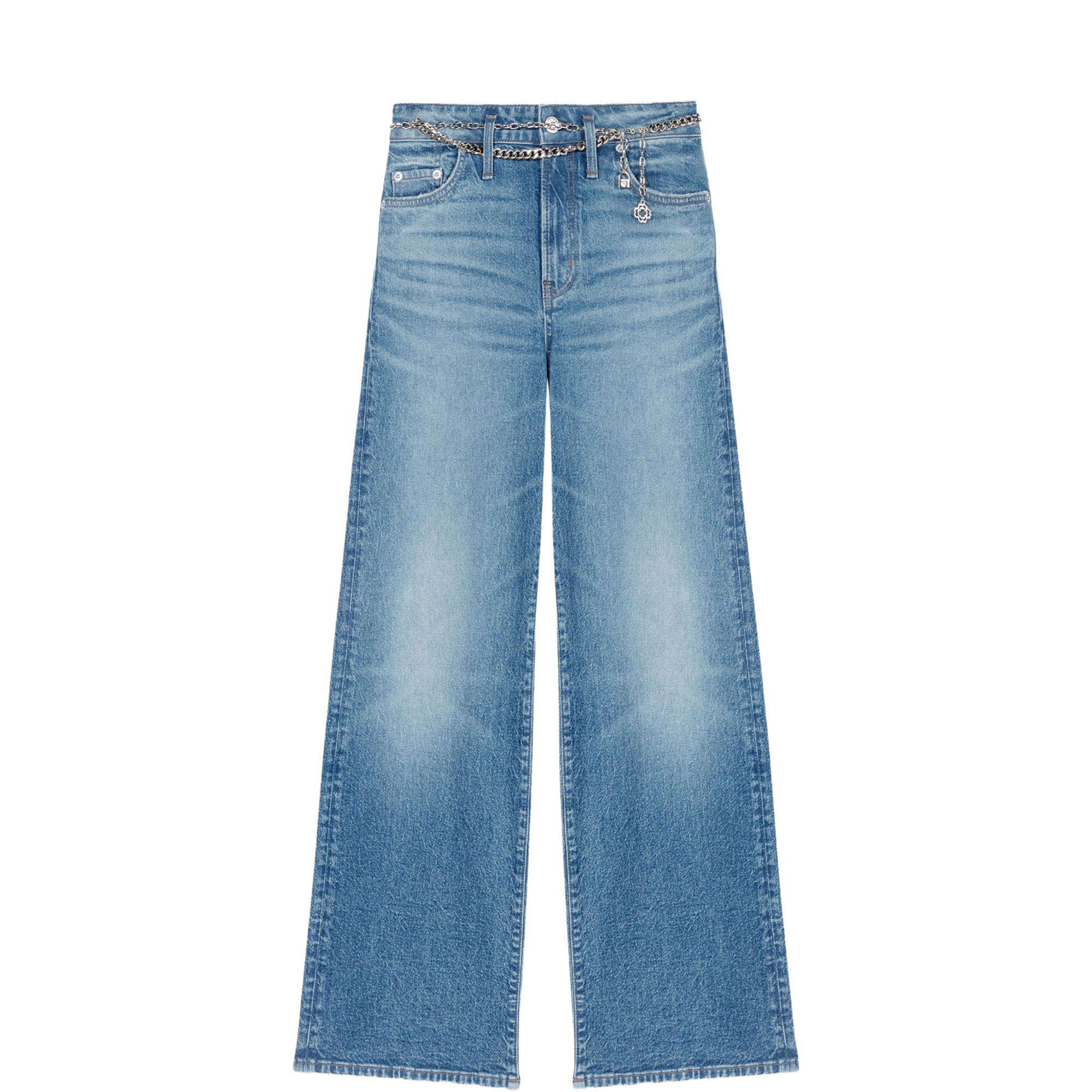 Chain Belt Wide Leg Jeans