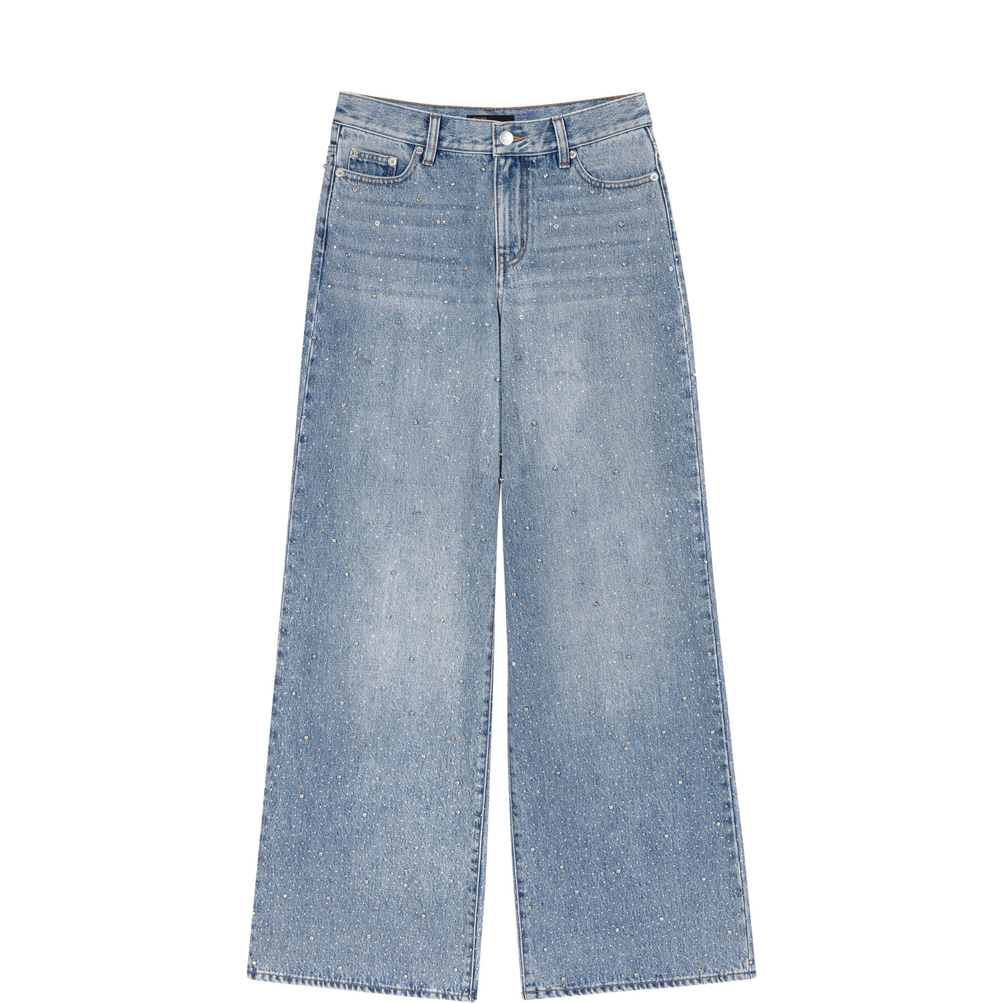 Embellished High-Rise Wide Leg Jeans