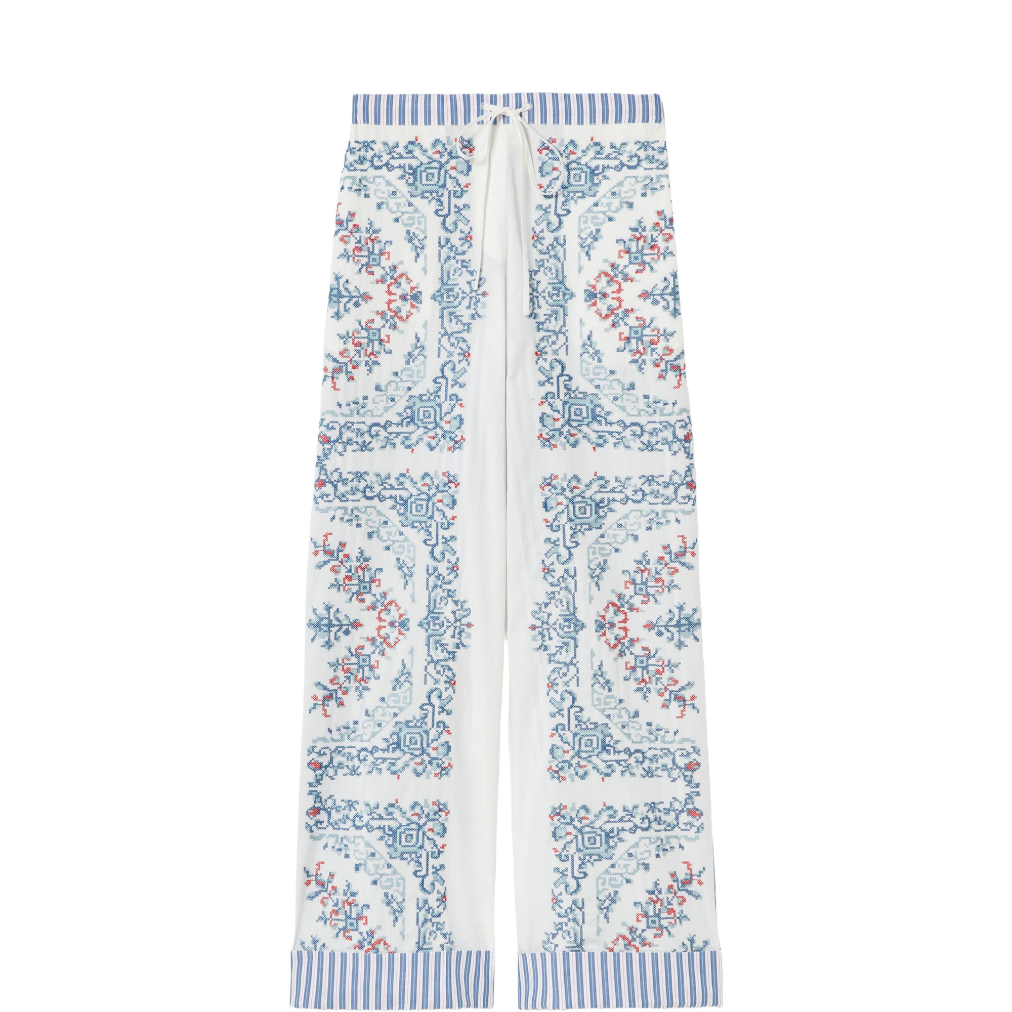 Striped Embroidered Trousers