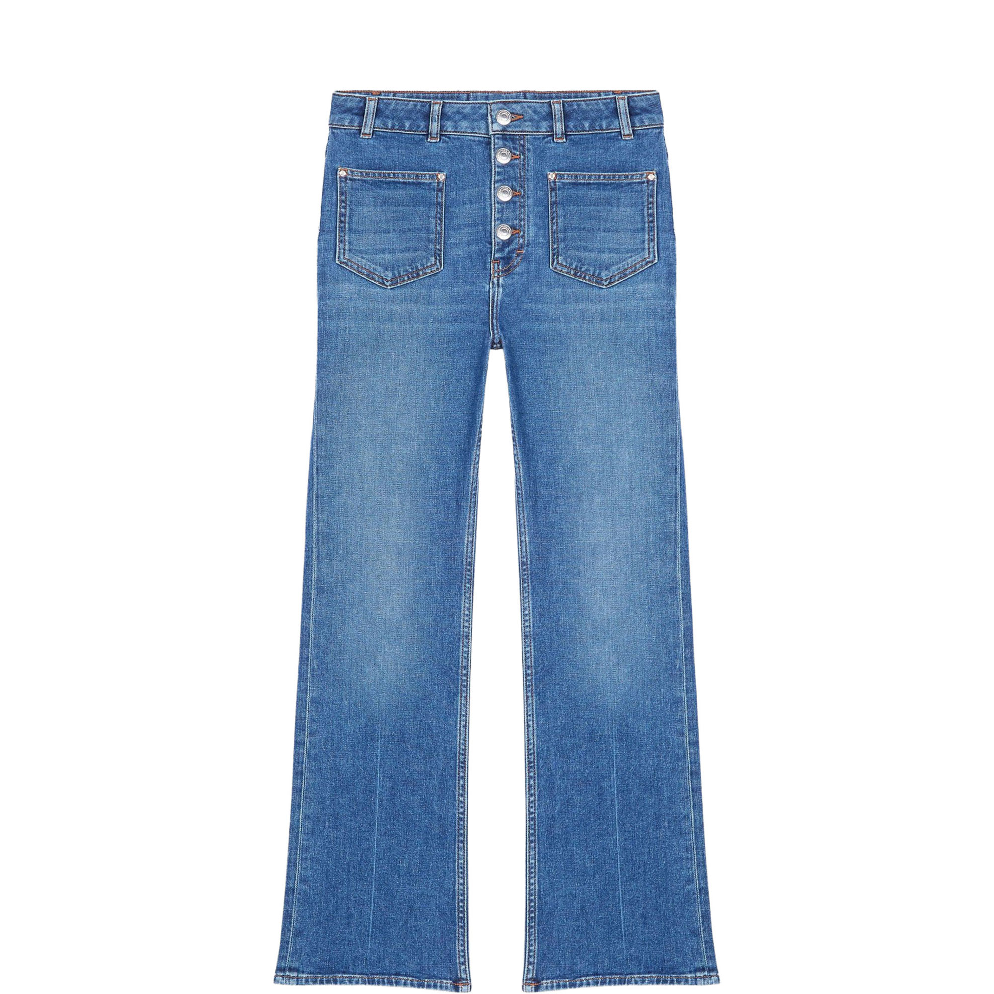 Patch Pocket Straight Leg Jeans