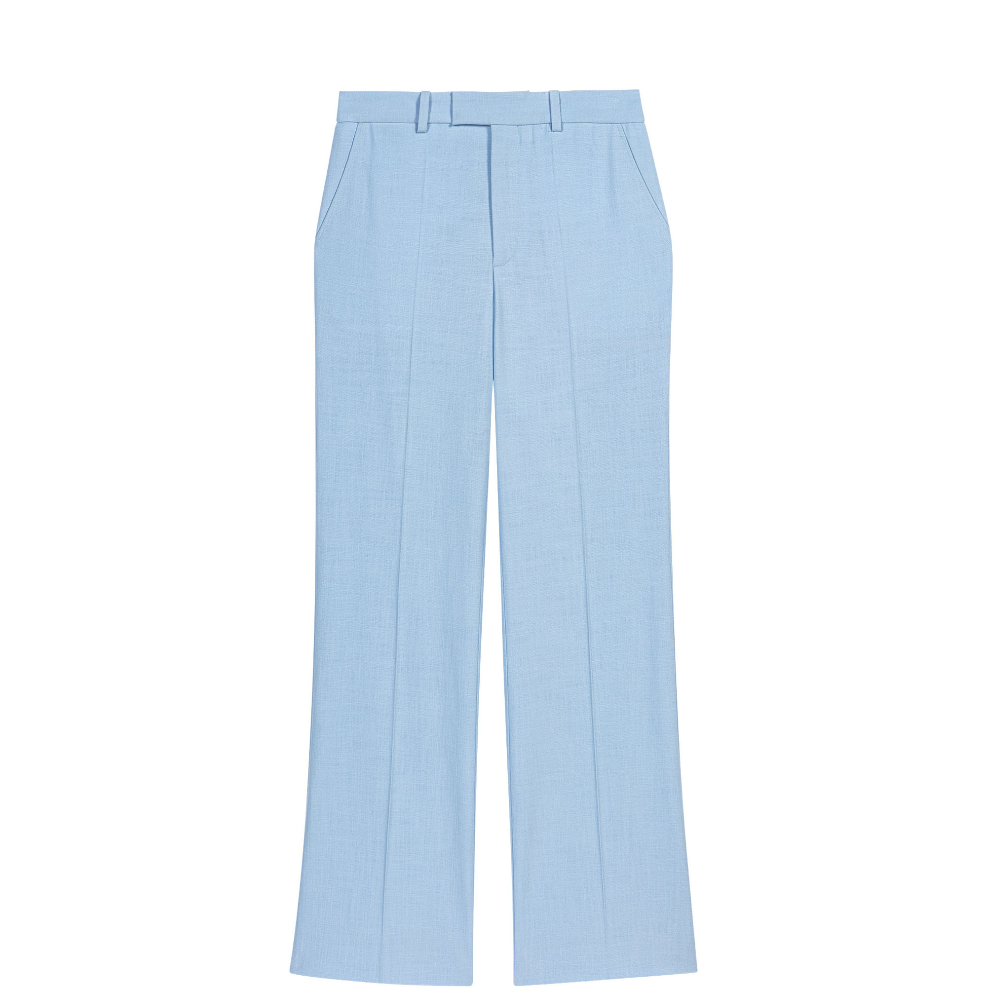 Pleated Flared Straight Leg Suit Trousers