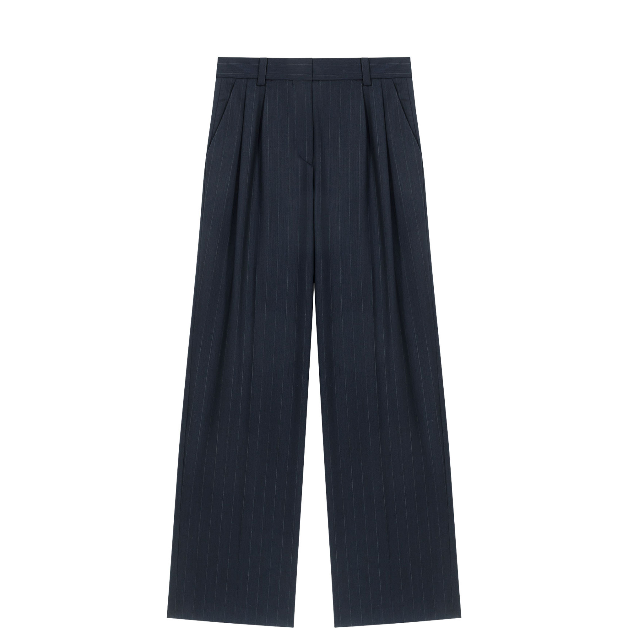 Pinstripe High-Rise Wide Leg Suit Trousers