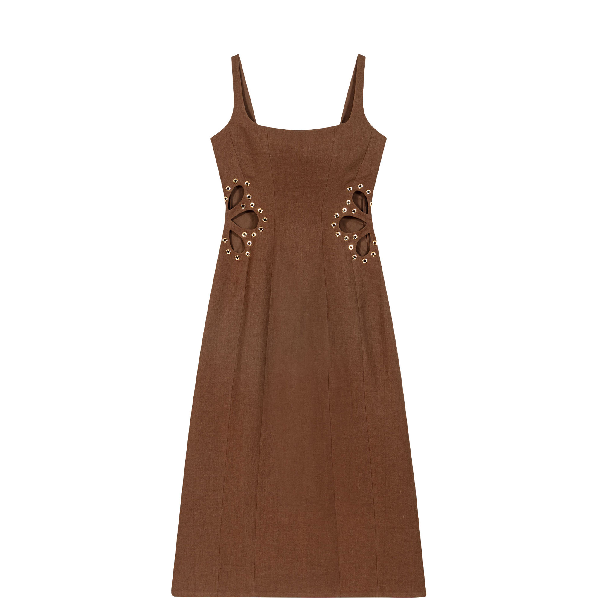 Linen Cut Out Flared Dress
