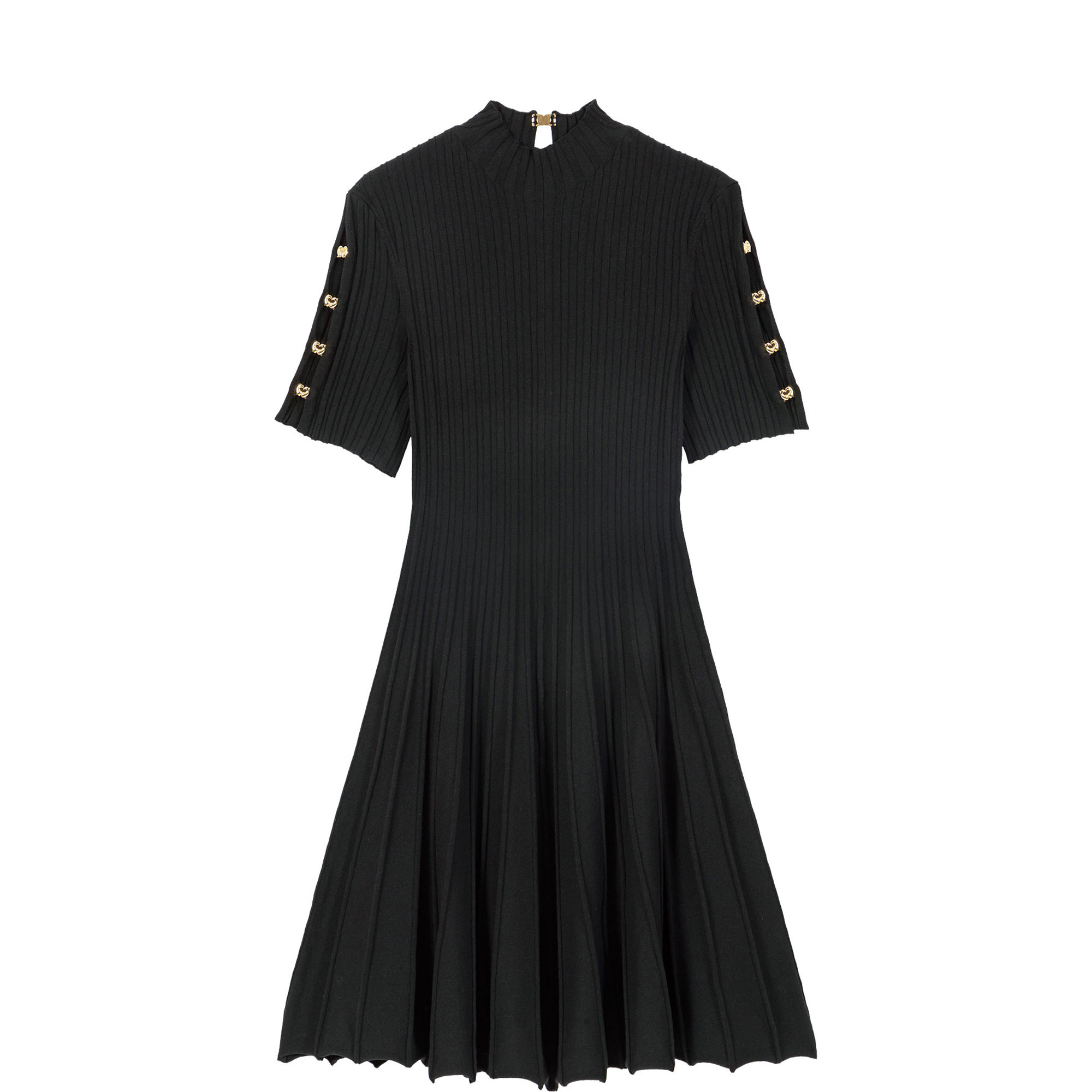 Ribbed Knitted Mini Flared Dress