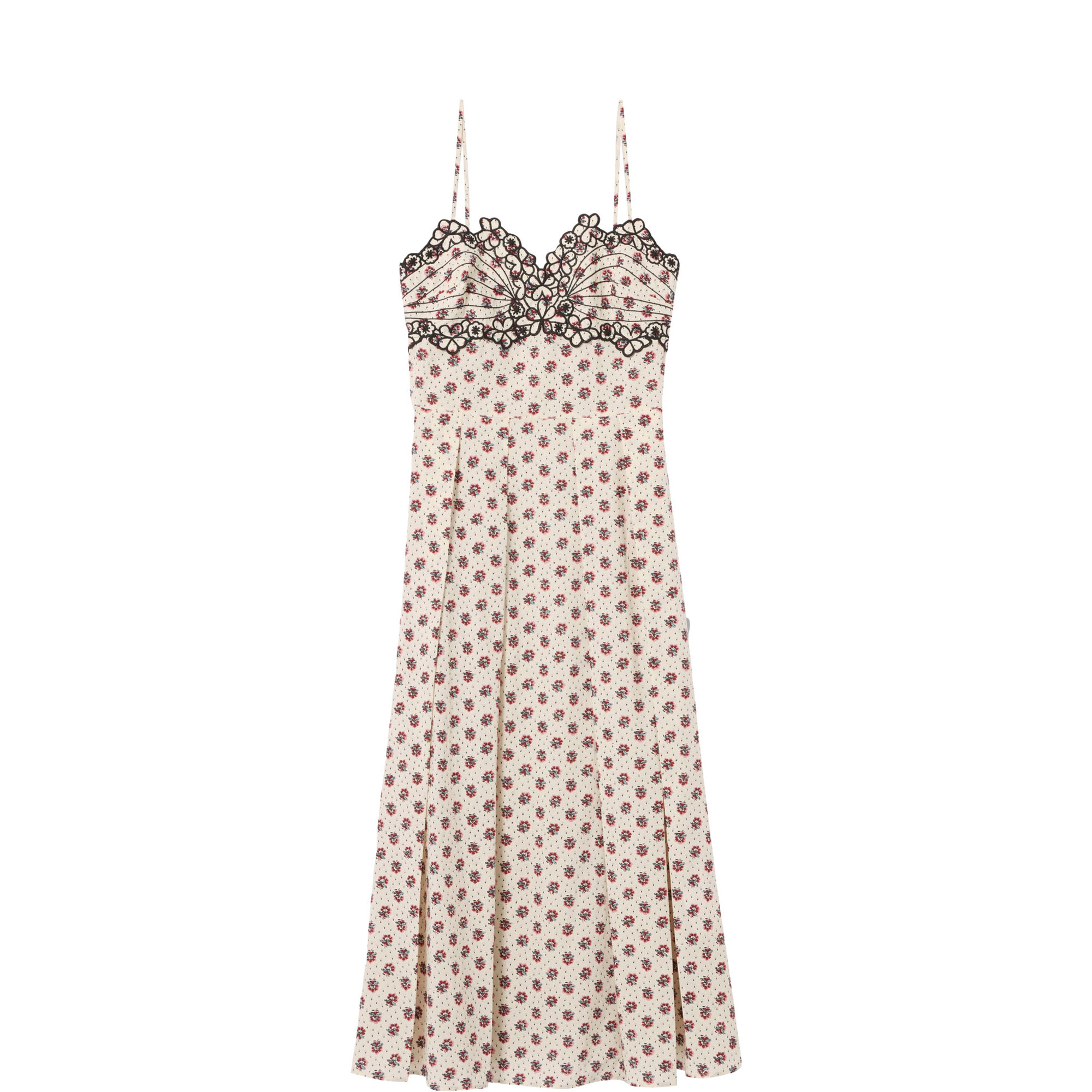 Embroidered Floral Flared Dress