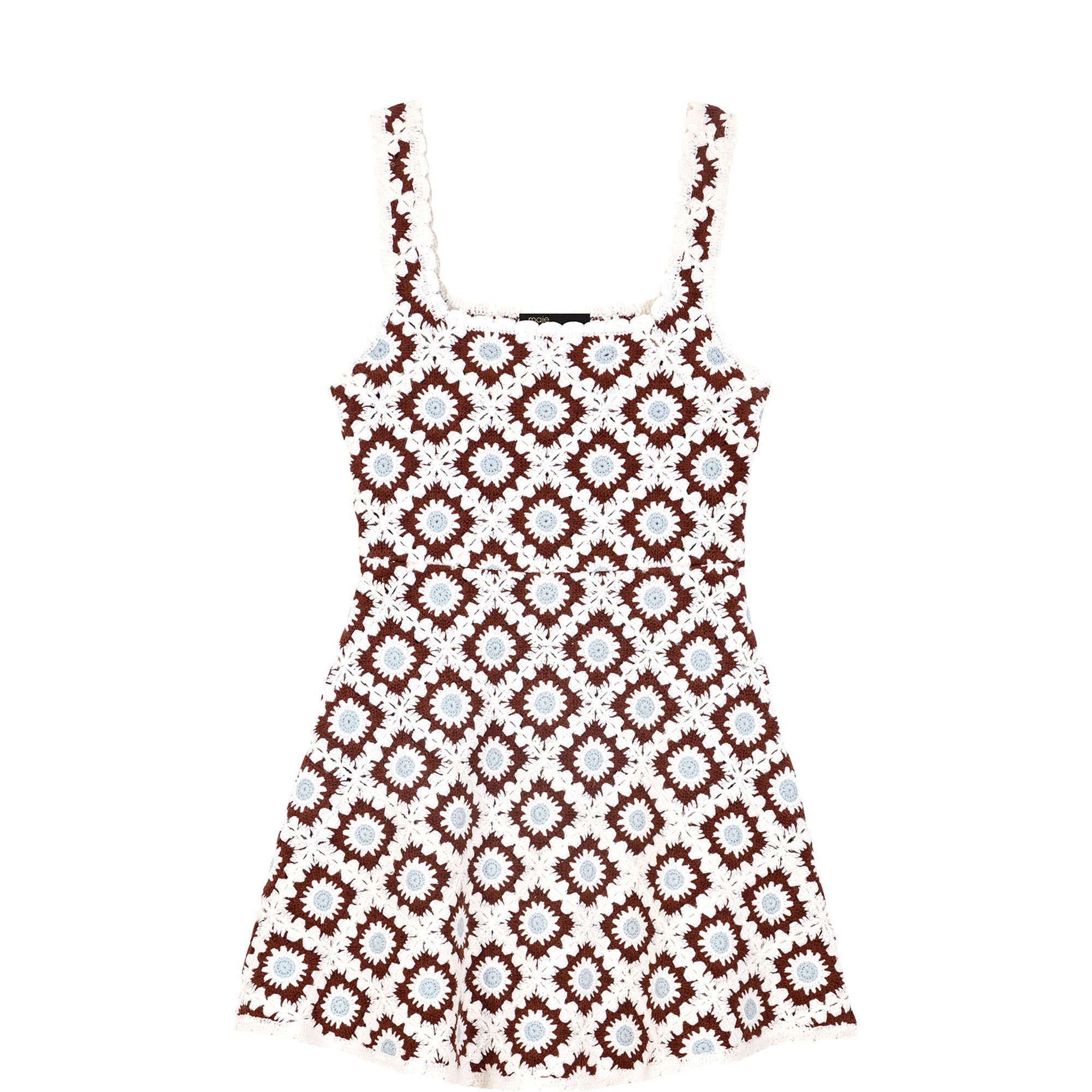 Floral Crochet Mini Knitted Dress