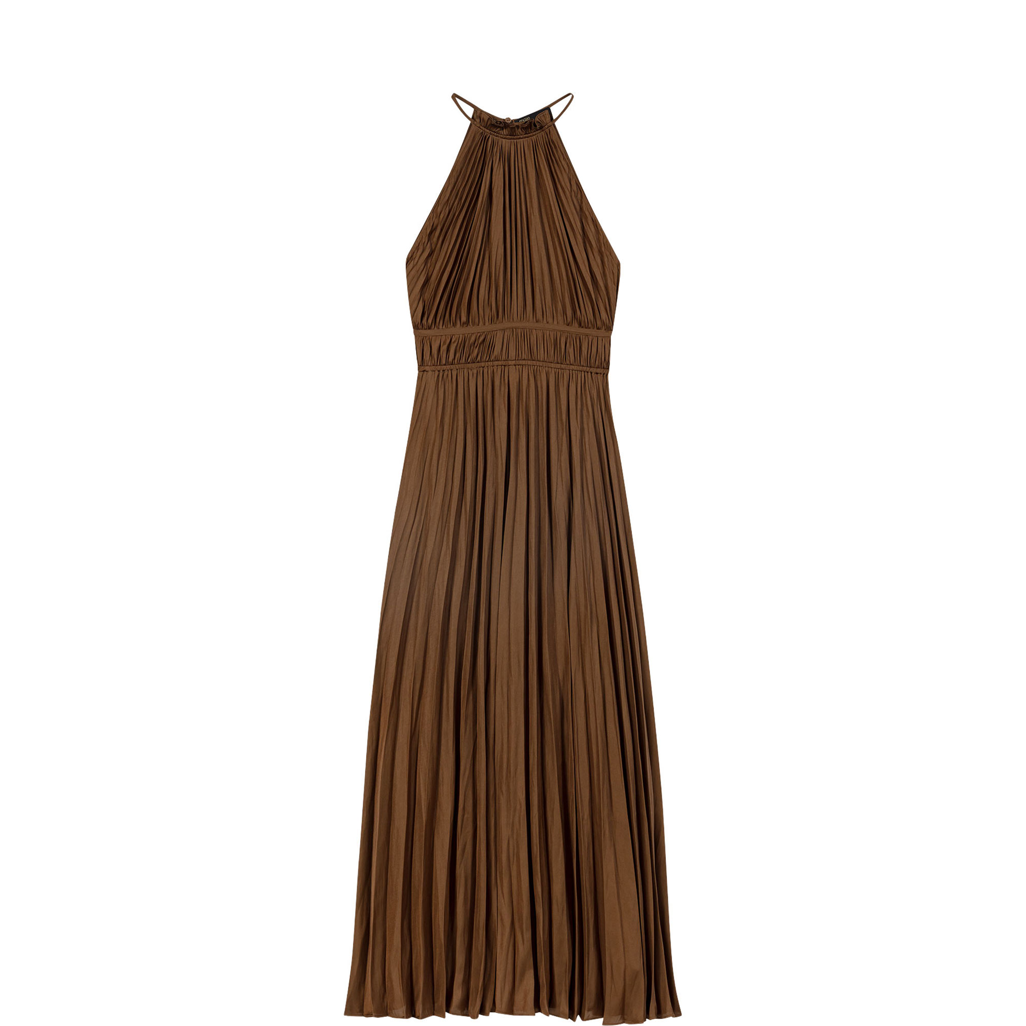 Halter Pleated Flared Dress